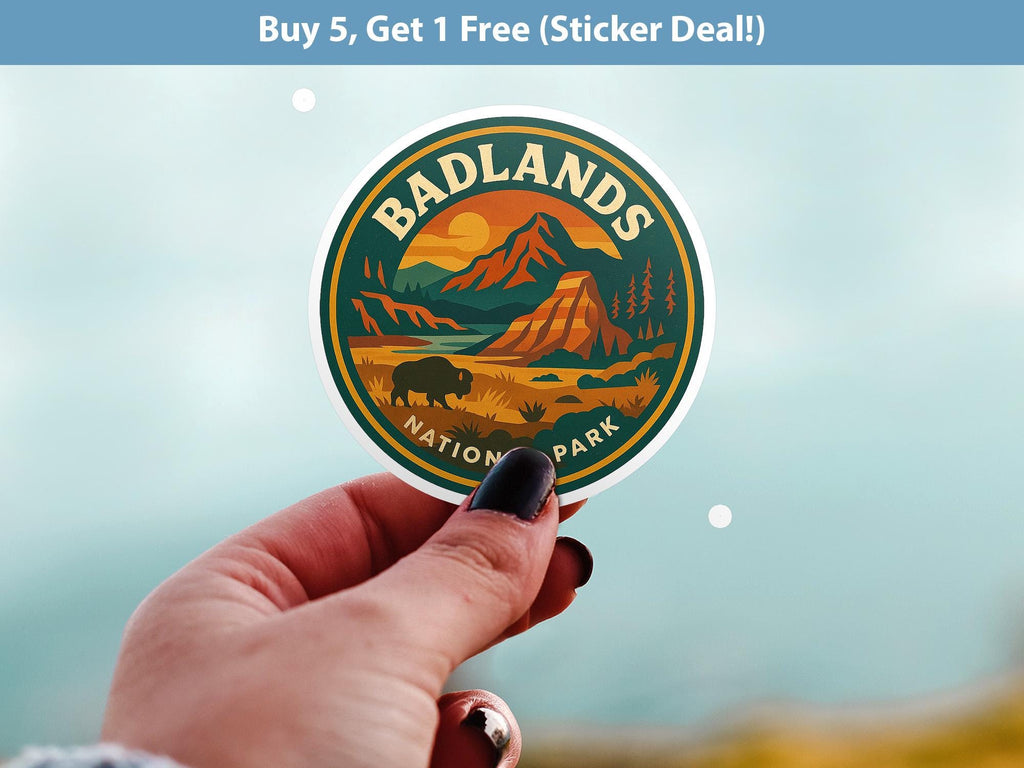 Badlands National Park Sticker, Retro Vinyl Waterproof Decal, Vintage USA Travel Collection