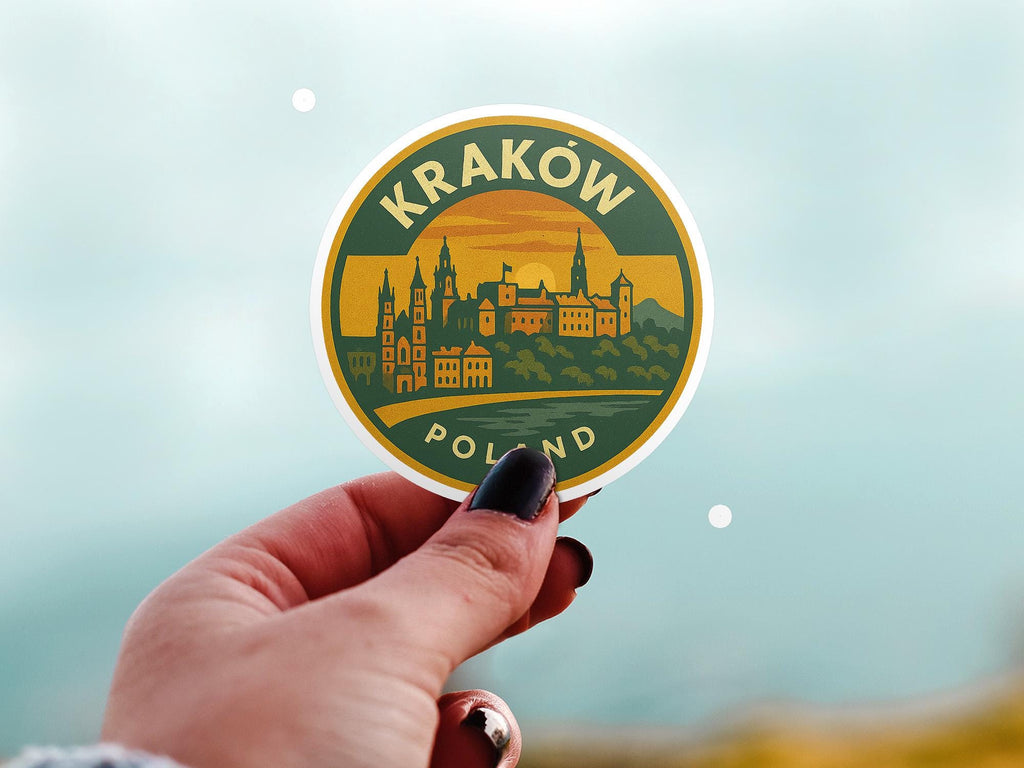 krakow Poland Sticker Kiss-Cut Vinyl, Waterproof Decal, Retro Travel Lover Collection