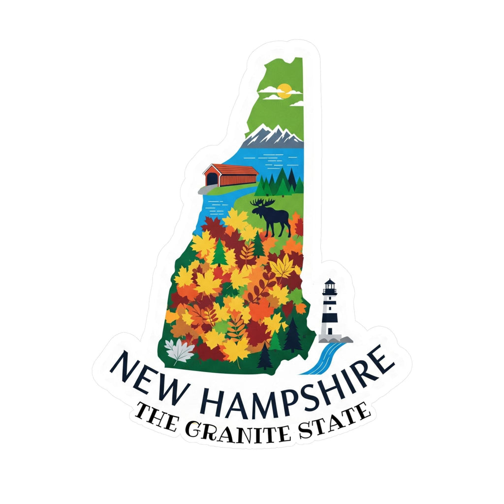 New Hampshire State Sticker, USA Kiss-Cut Vinyl, Landmark Waterproof Decal, United States Travel Collection