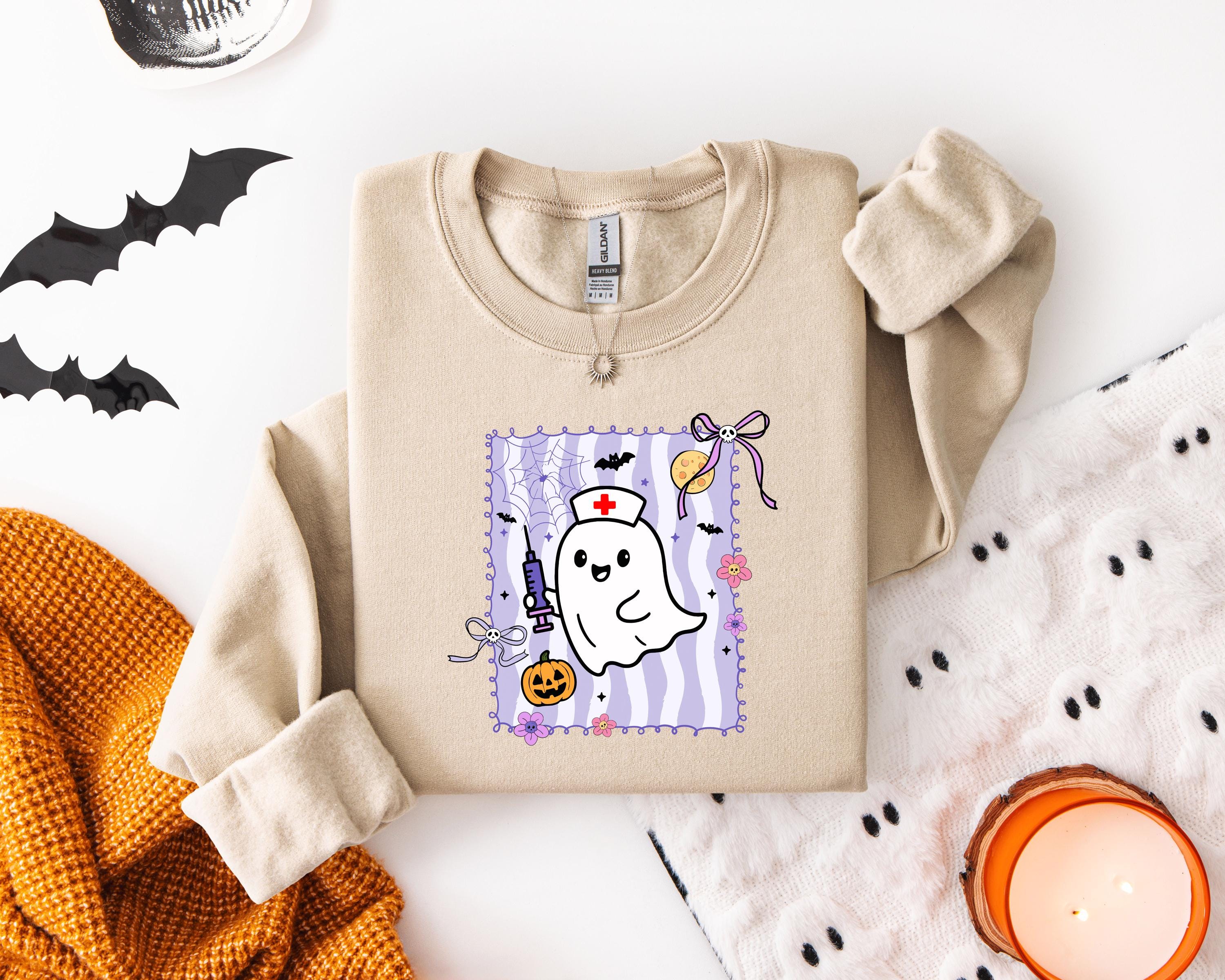 Ghost Nurse Cute Halloween Sweatshirt, Halloween Gift for Nurse Sweater, Nurse Spooky , Nurse Halloween Boo Boo Crew