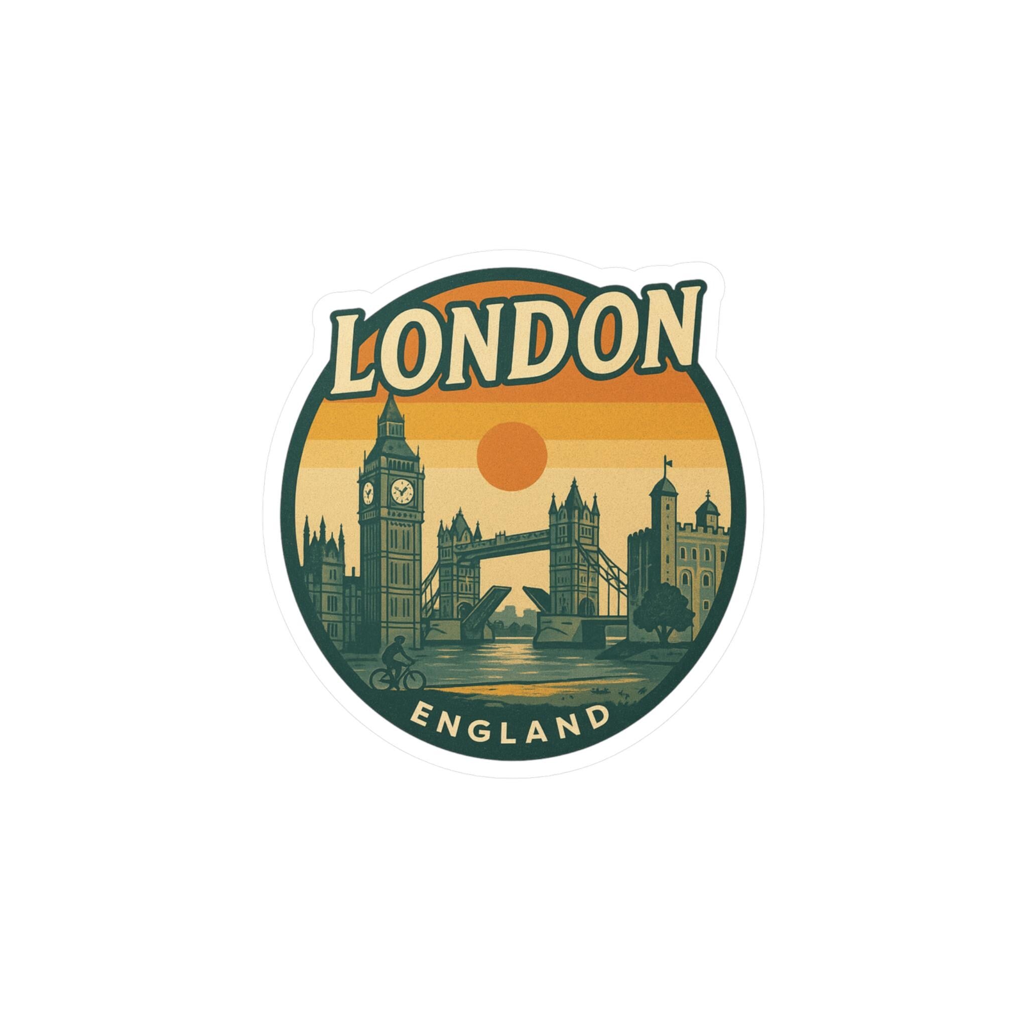London Vinyl Sticker Decal: Retro Vintage Waterproof England UK Travel Gift