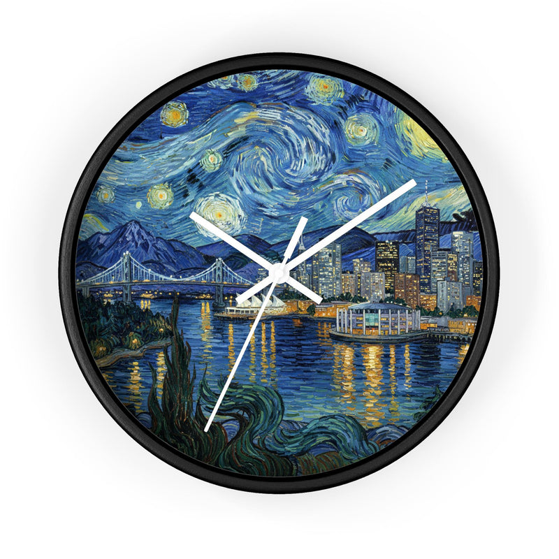 Vancouver Canada Wall Clock Vintage Van Gogh Starry Night Home Gift