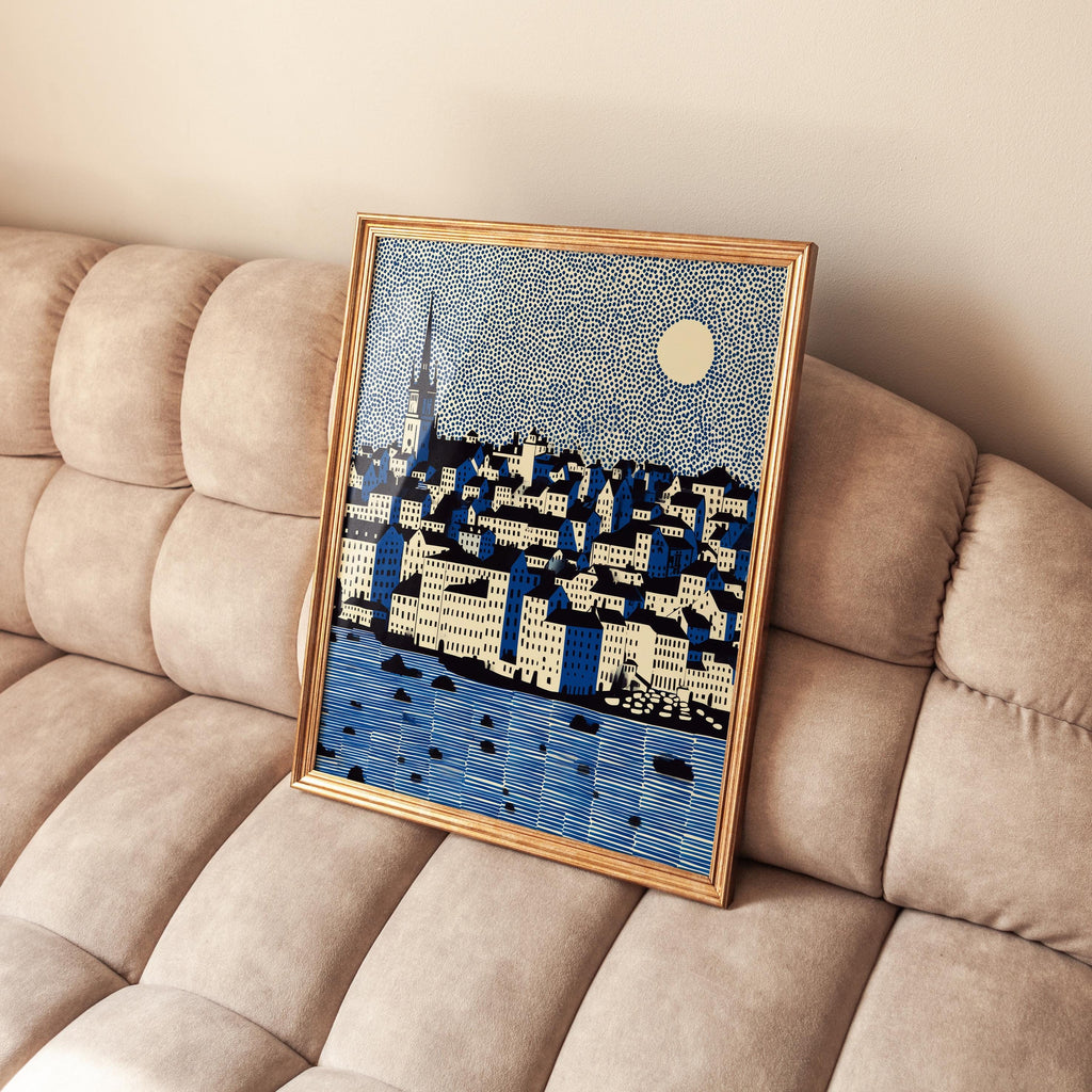 Stockholm Wall Art Print, Pop Art Modern Sweden Poster Travel Gift Canvas