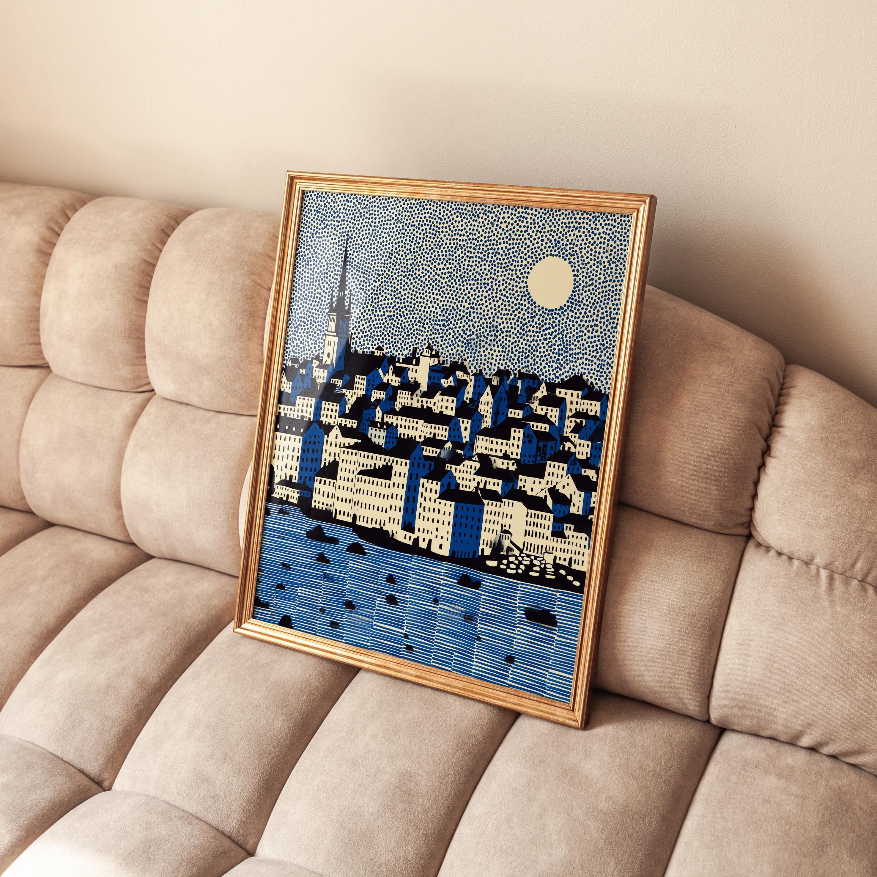 Stockholm Wall Art Print, Pop Art Modern Sweden Poster Travel Gift Canvas