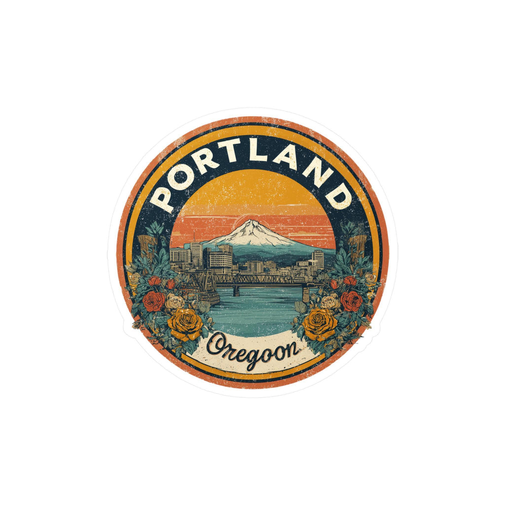 Portland Oregon Retro Kiss-Cut Vinyl, Waterproof Decal, Retro Travel Lover Collection