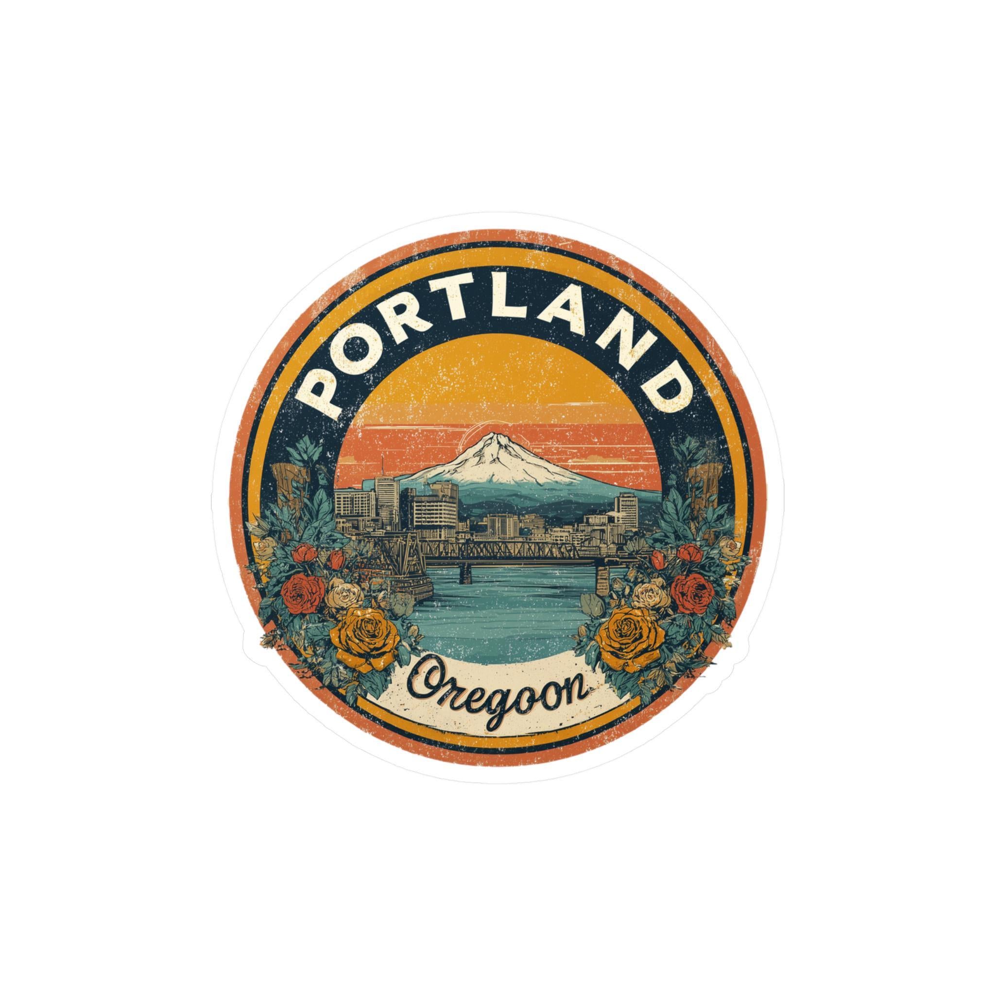 Portland Oregon Retro Kiss-Cut Vinyl, Waterproof Decal, Retro Travel Lover Collection