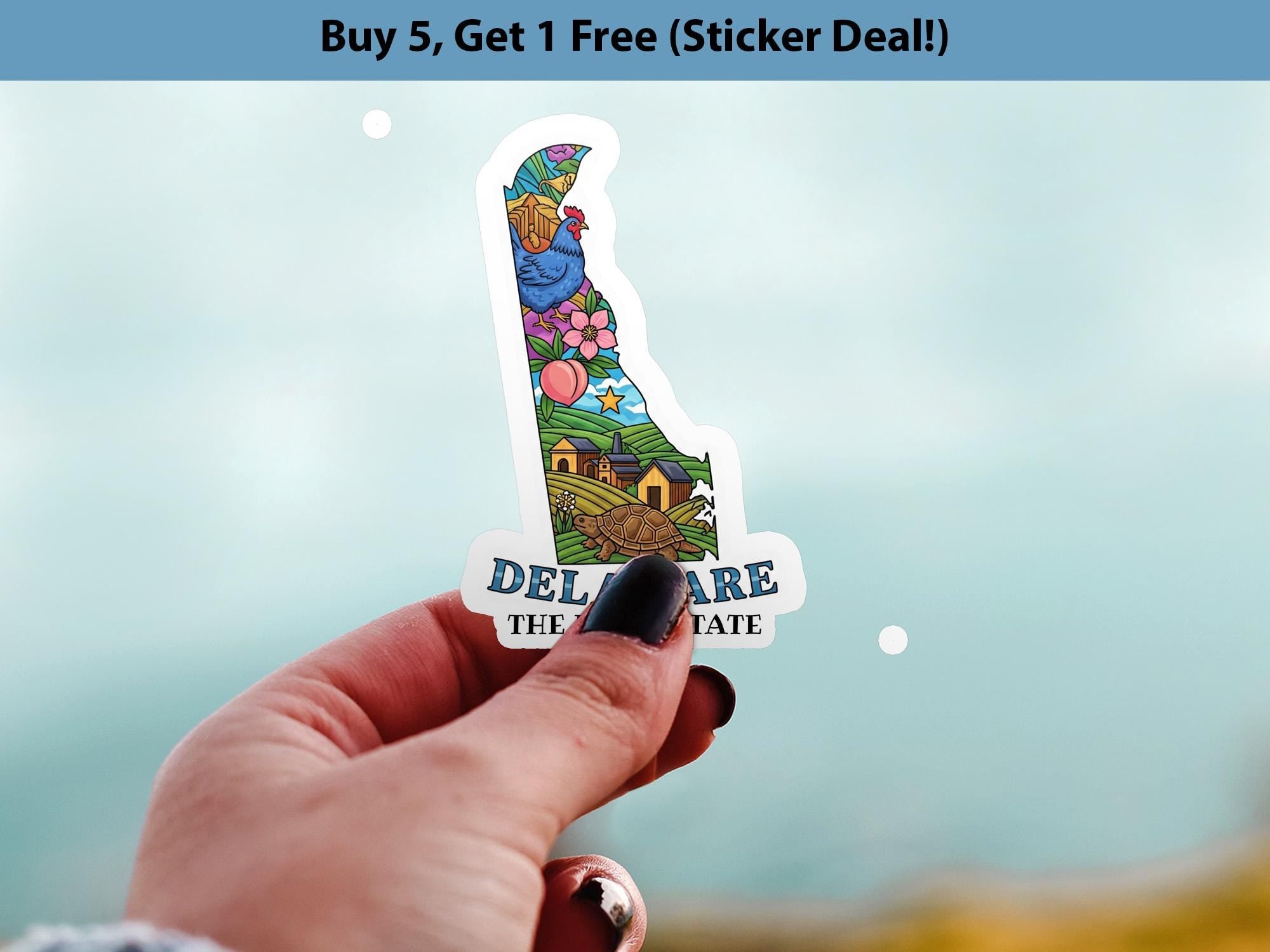 Delaware State Sticker, USA Kiss-Cut Vinyl, Landmark Waterproof Decal, United States Travel Collection