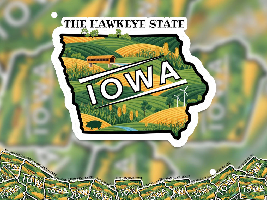 Iowa State Sticker, USA Kiss-Cut Vinyl, Landmark Waterproof Decal, United States Travel Collection