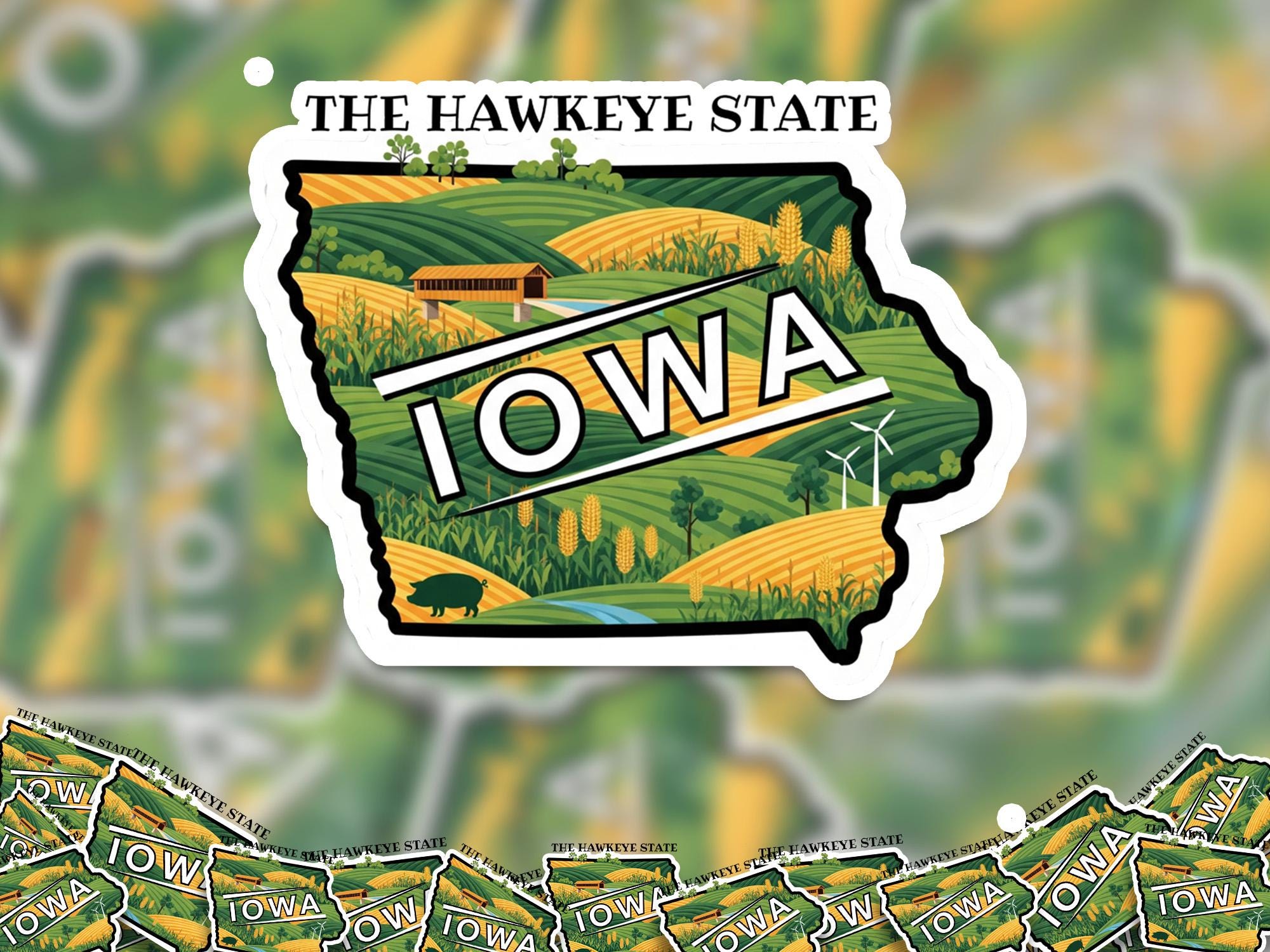 Iowa State Sticker, USA Kiss-Cut Vinyl, Landmark Waterproof Decal, United States Travel Collection