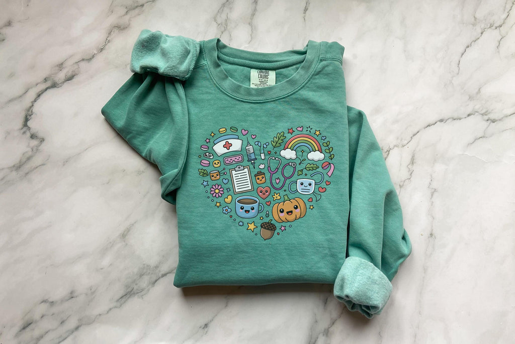 Spooky Ghost Nurse Halloween Sweatshirt: Medical Staff Costume