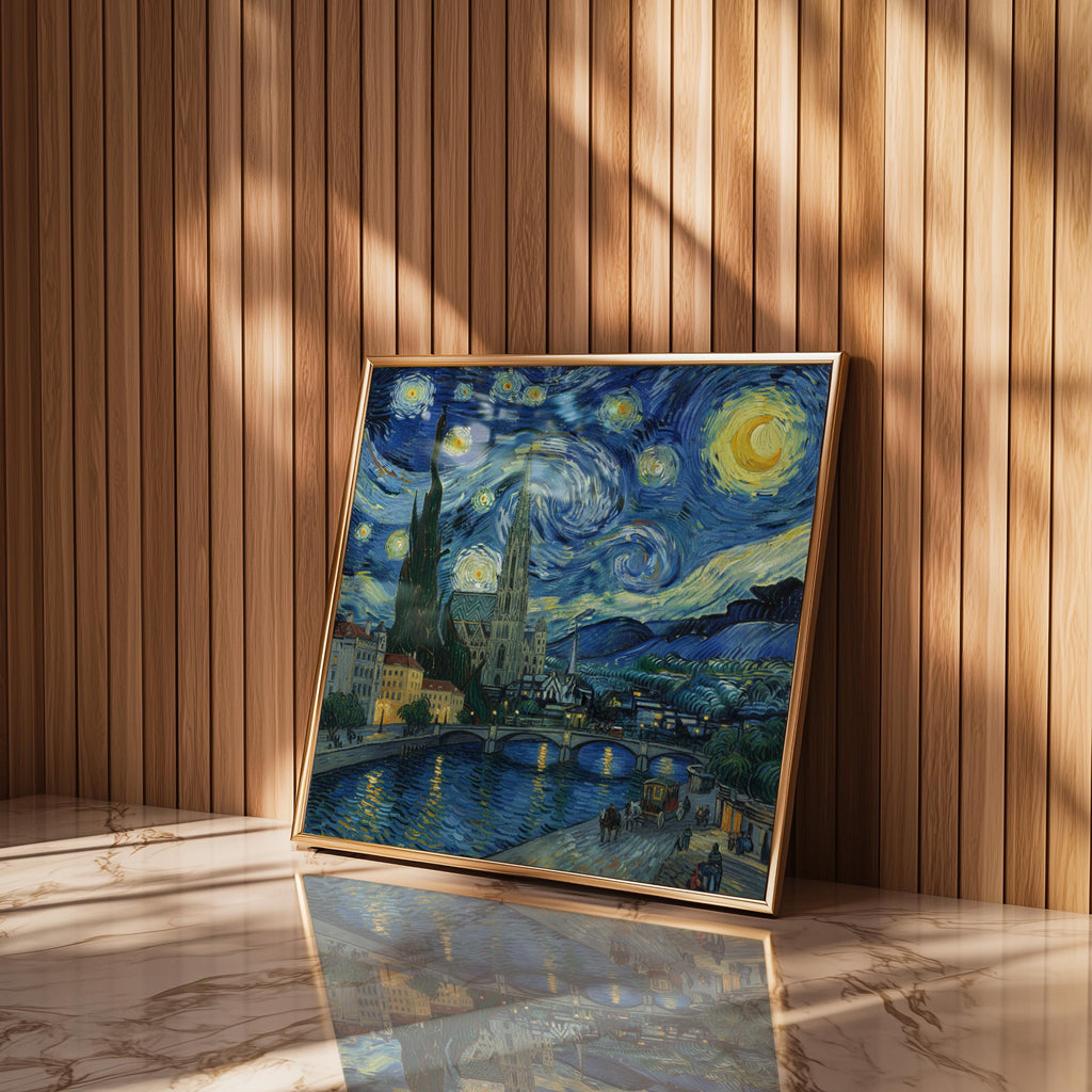 Vienna Austria Starry Night Wall Art, Van Gogh Print, Travel Gift Home Decor