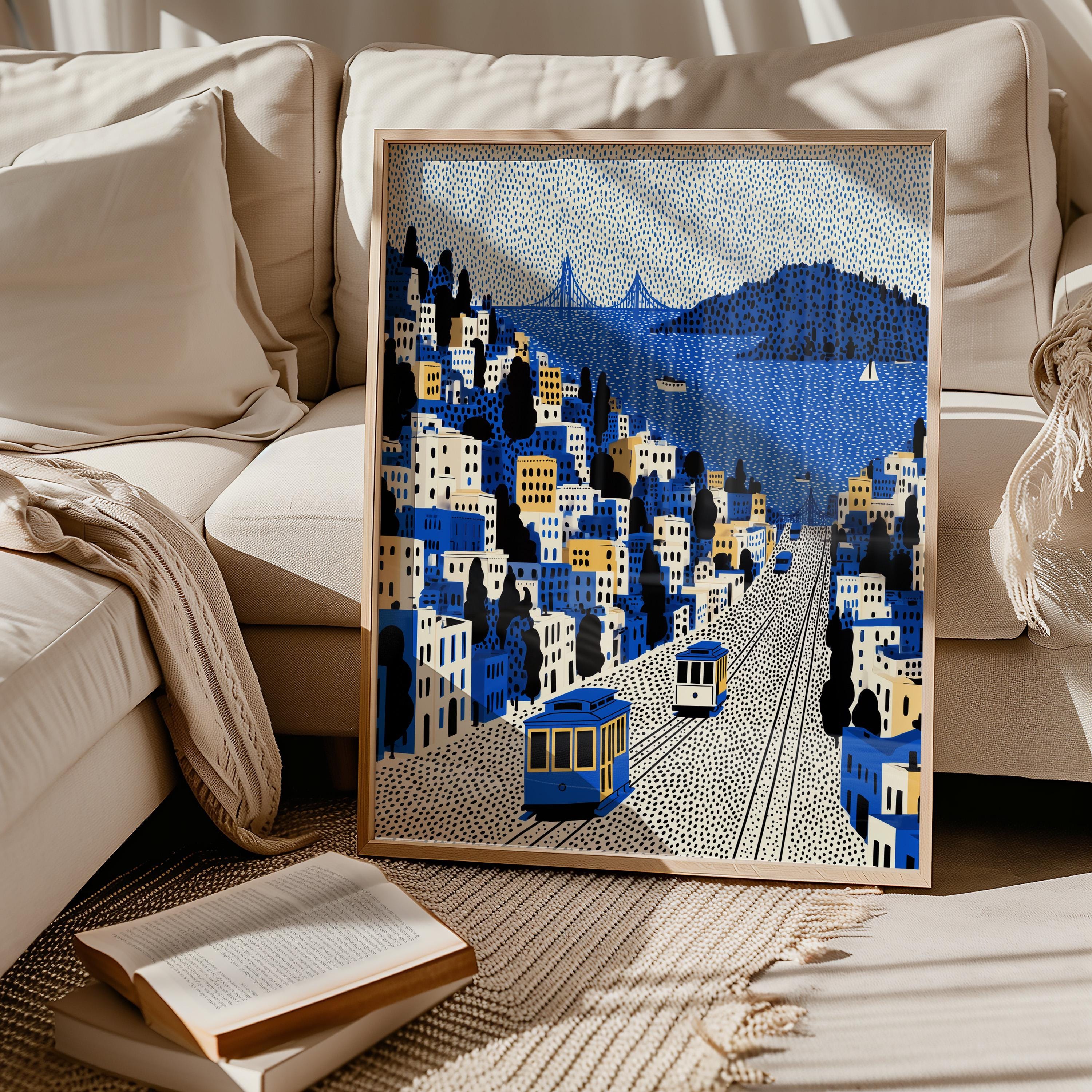 San Francisco Wall Art Print, Pop Art Modern Large Size Poster Travel Gift Canvas