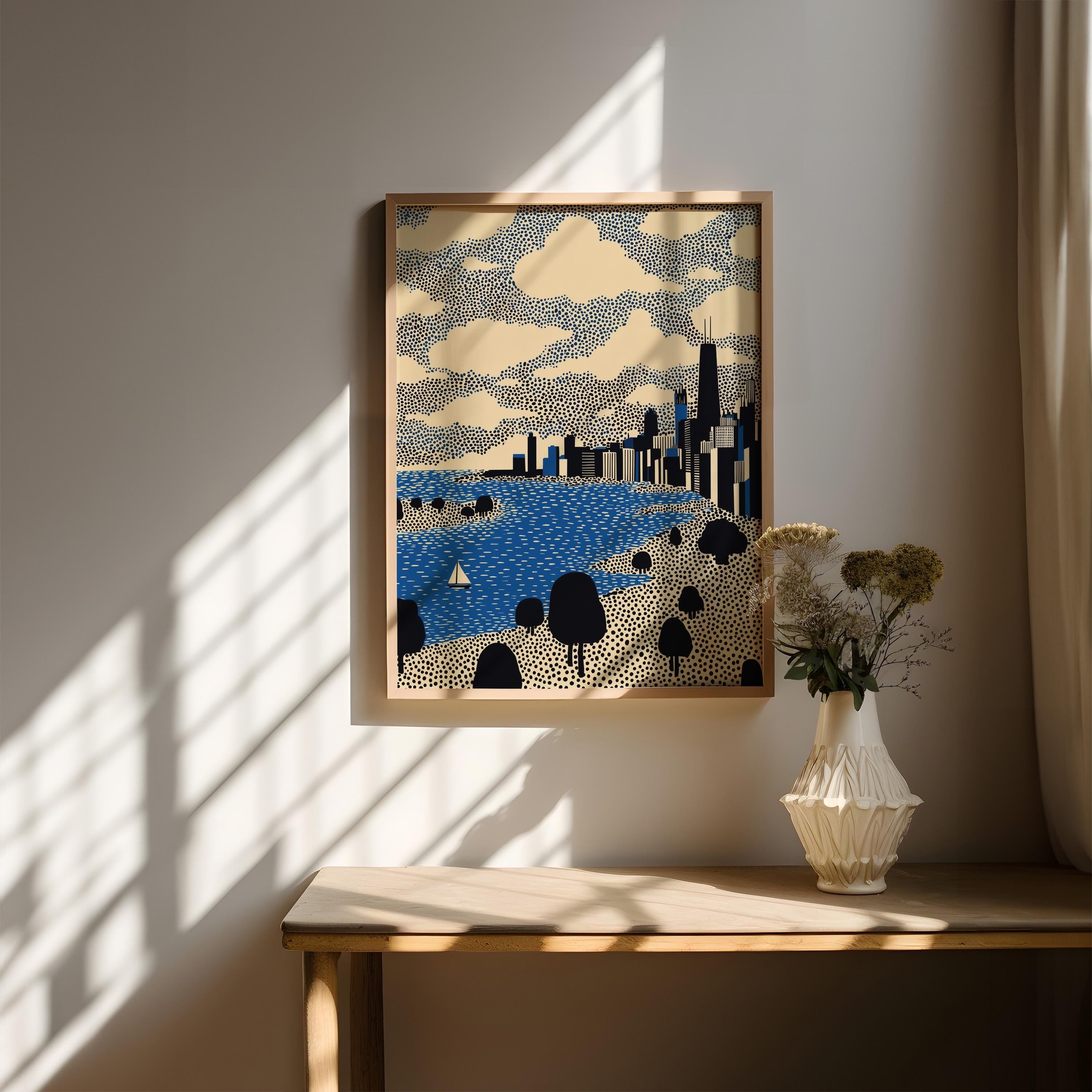 Chicago Illinois Wall Art Print, Pop Art Modern Poster Travel gift