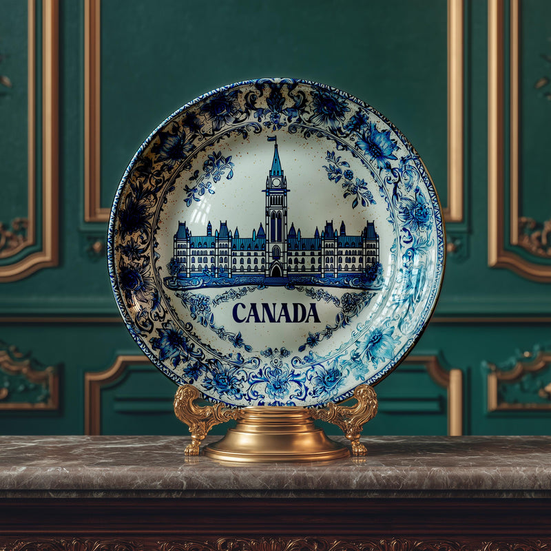 Canada Decorative Plate, Delft Vintage Home Decor Personalized Gift Travel Housewarming