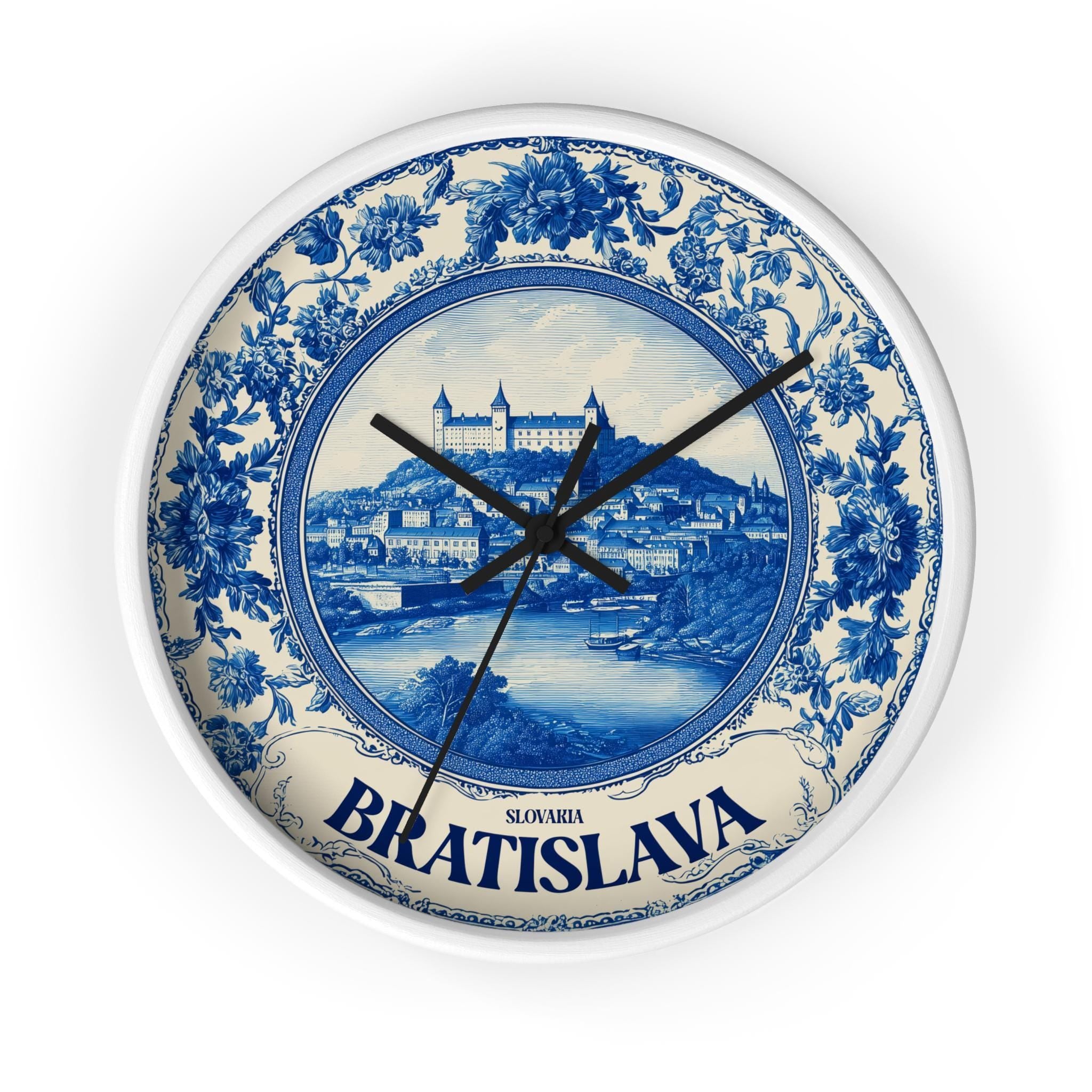 Bratislava Slovakia Wall Clock, Delf style Home Decor, Vintage City Travel Keepsake Art