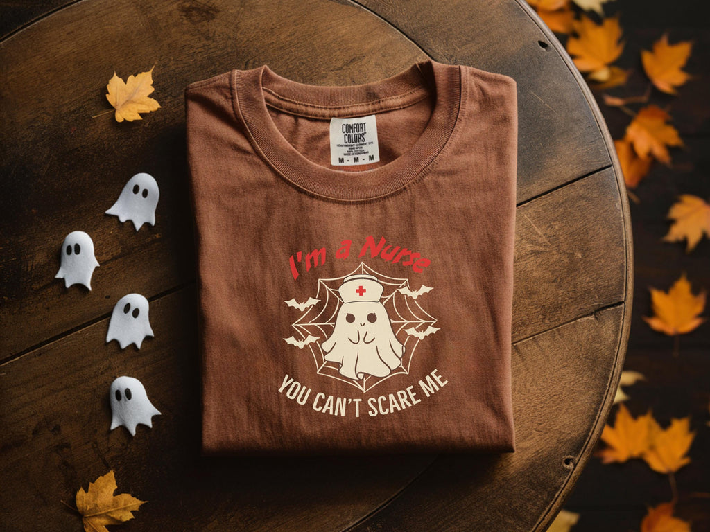 I am a Nurese You Can’t Scare Me Halloween Sweatshirt, Cute Ghost with Stethoscope and Bats,  Shirt, Fall Gift for Nurse, RN or CNA