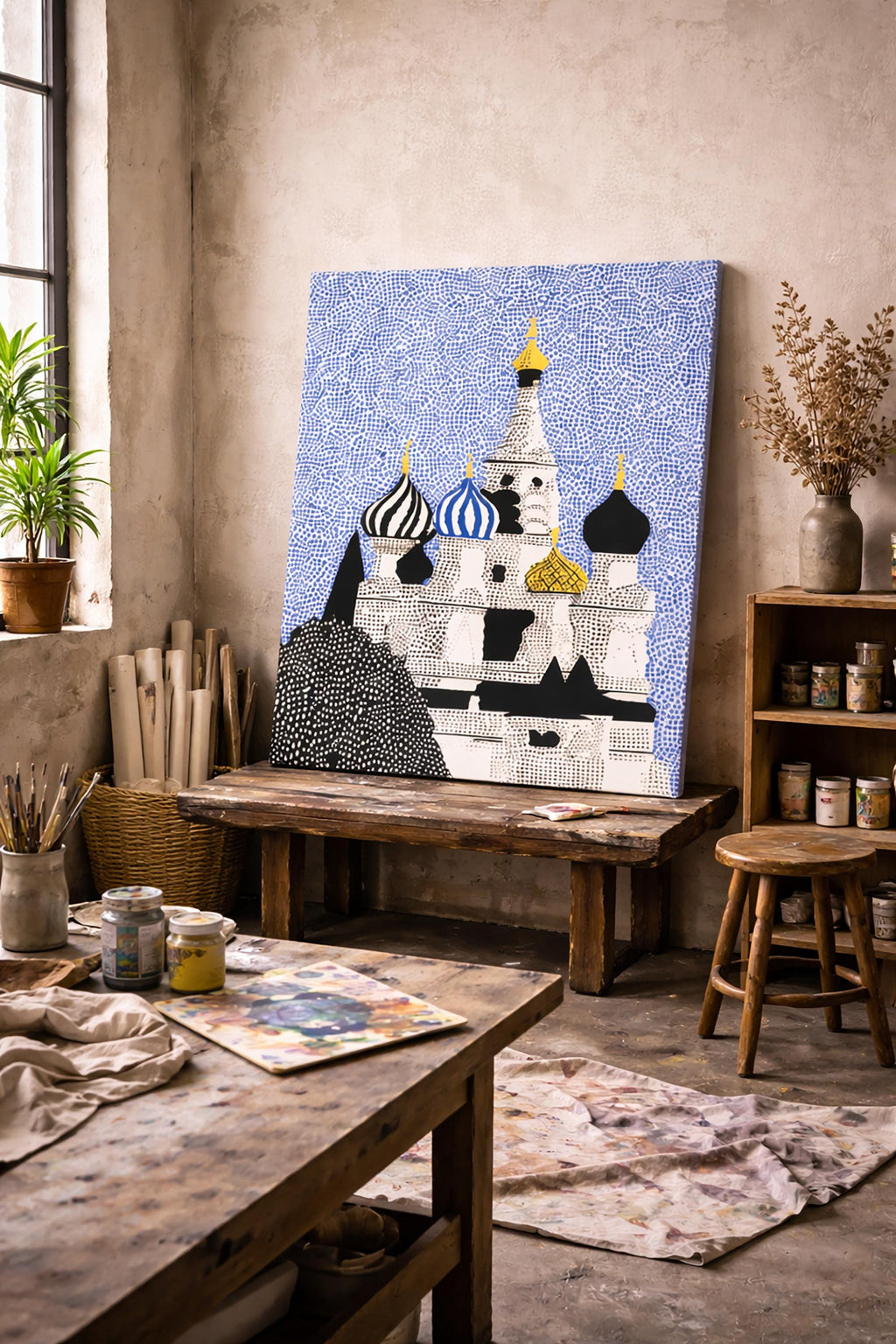 Moscow Wall Art Print, Pop Art St Basil's Cathedral Modern Poster Travel gift Decor