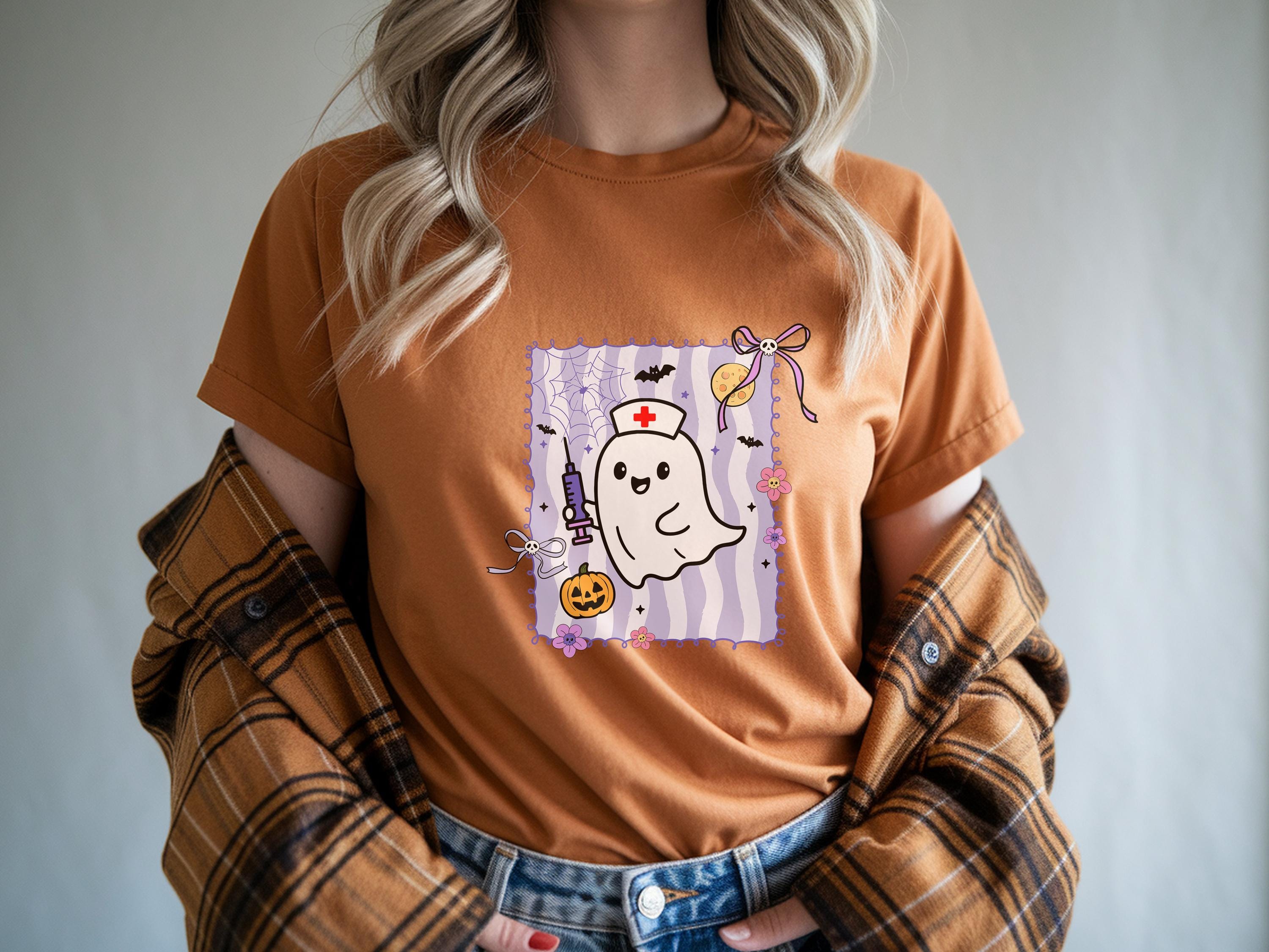 Cute ghost Spooky Nurse Sweatshirt, Halloween Shirt Nurse Shirt, Halloween Nurse, Nurse Tee, Halloween Gift Gift for nurse, Cute ghosts