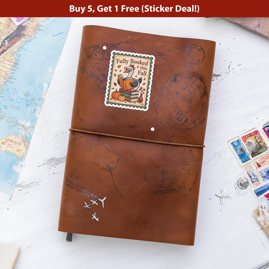 Fully Booked this Fall Stamp Sticker, Spooky Halloween Waterproof Decal for tumbler, kindle