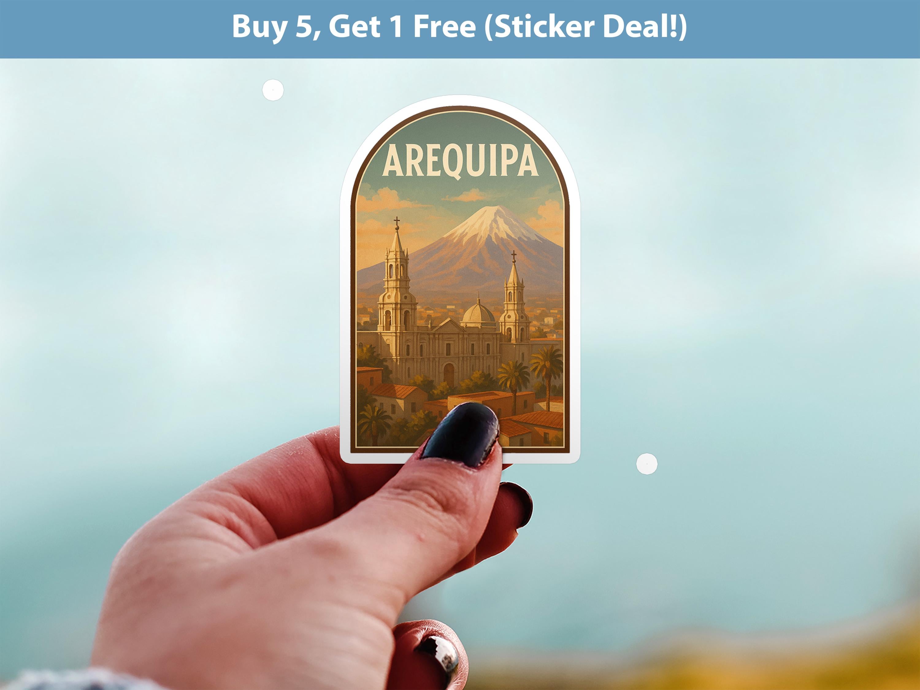 Arequipa Peru Sticker, Vintage City Vinyl Decal, Retro Travel Lover Collection, Journal Scrapbook