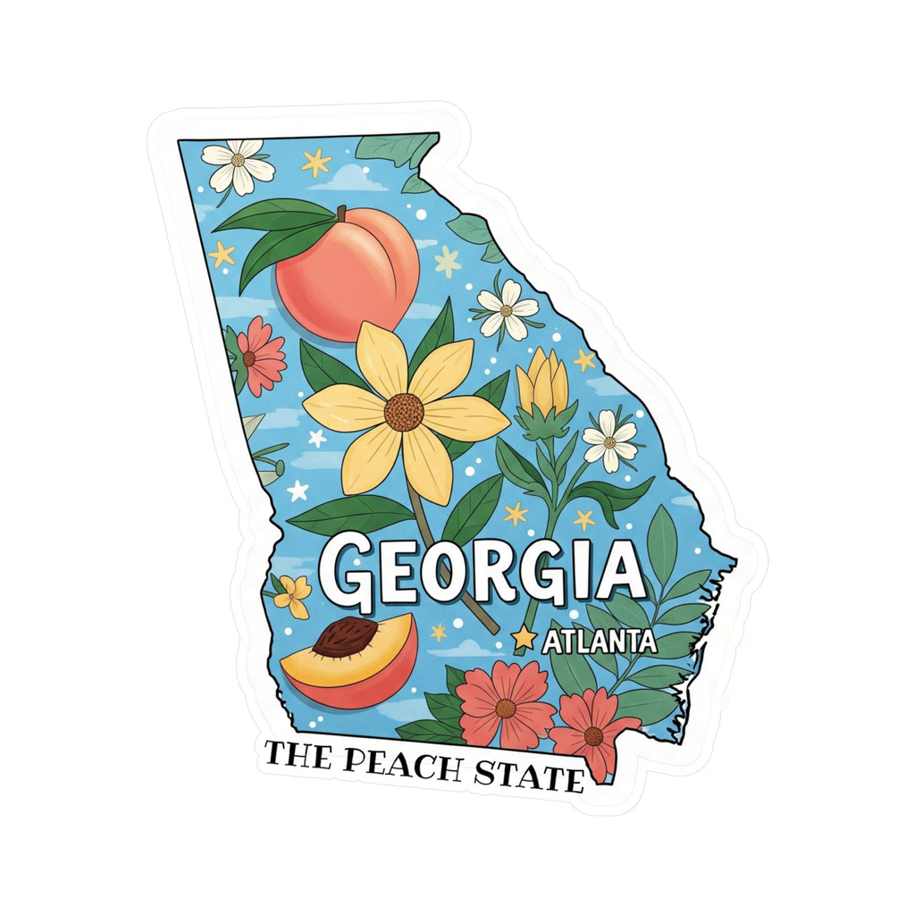 Georgia State Sticker, USA Kiss-Cut Vinyl, Landmark Waterproof Decal, United States Travel Collection