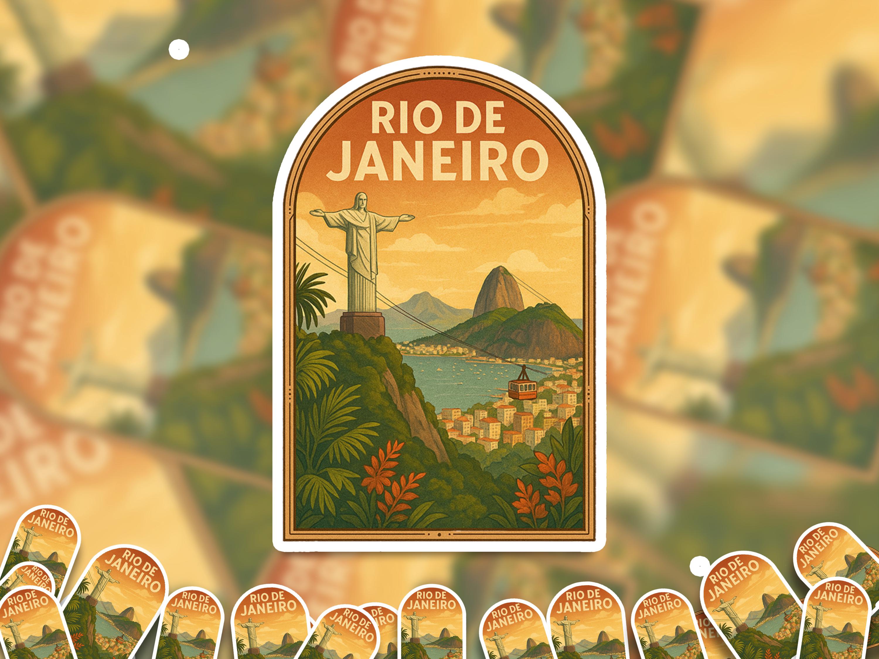 Rio Sticker Brazil, Vintage City Vinyl Decal, Retro Travel Lover Collection, Journal Scrapbook