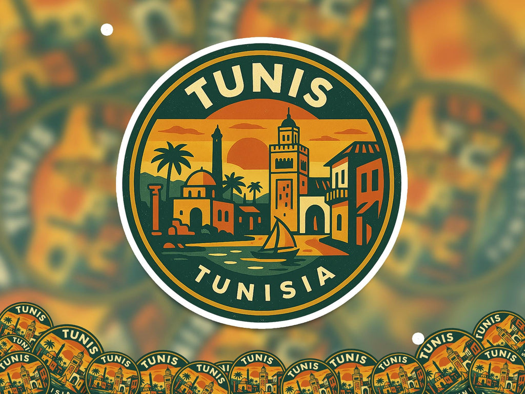 Tunis Tunisia Sticker Kiss-Cut Vinyl, Waterproof Decal, Retro Travel Lover Collection