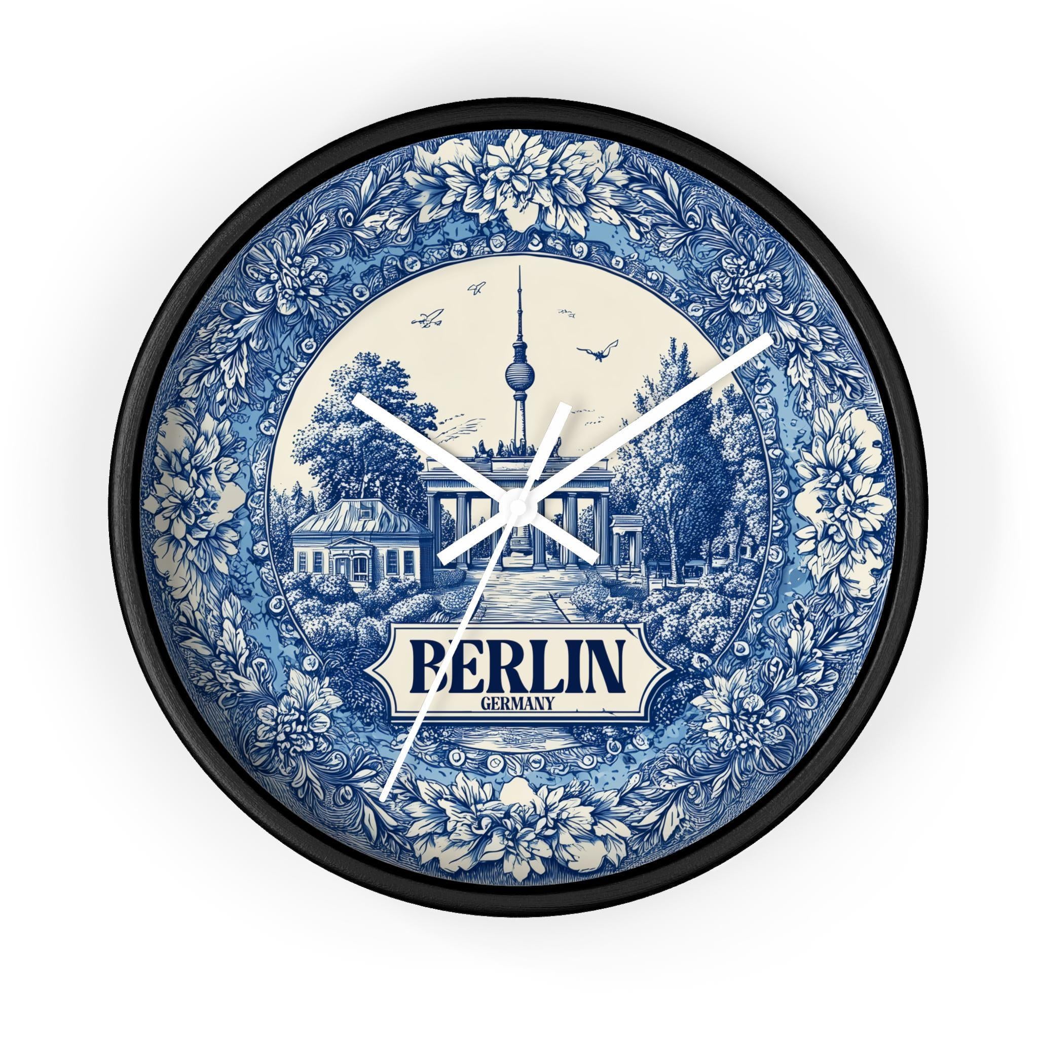 Berlin Germany Wall Clock, Delf style Home Decor, Vintage City Travel Keepsake Art