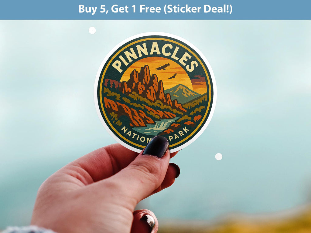 Pinnacles National Park Sticker, Retro Vinyl Waterproof Decal, Vintage USA Travel Collection