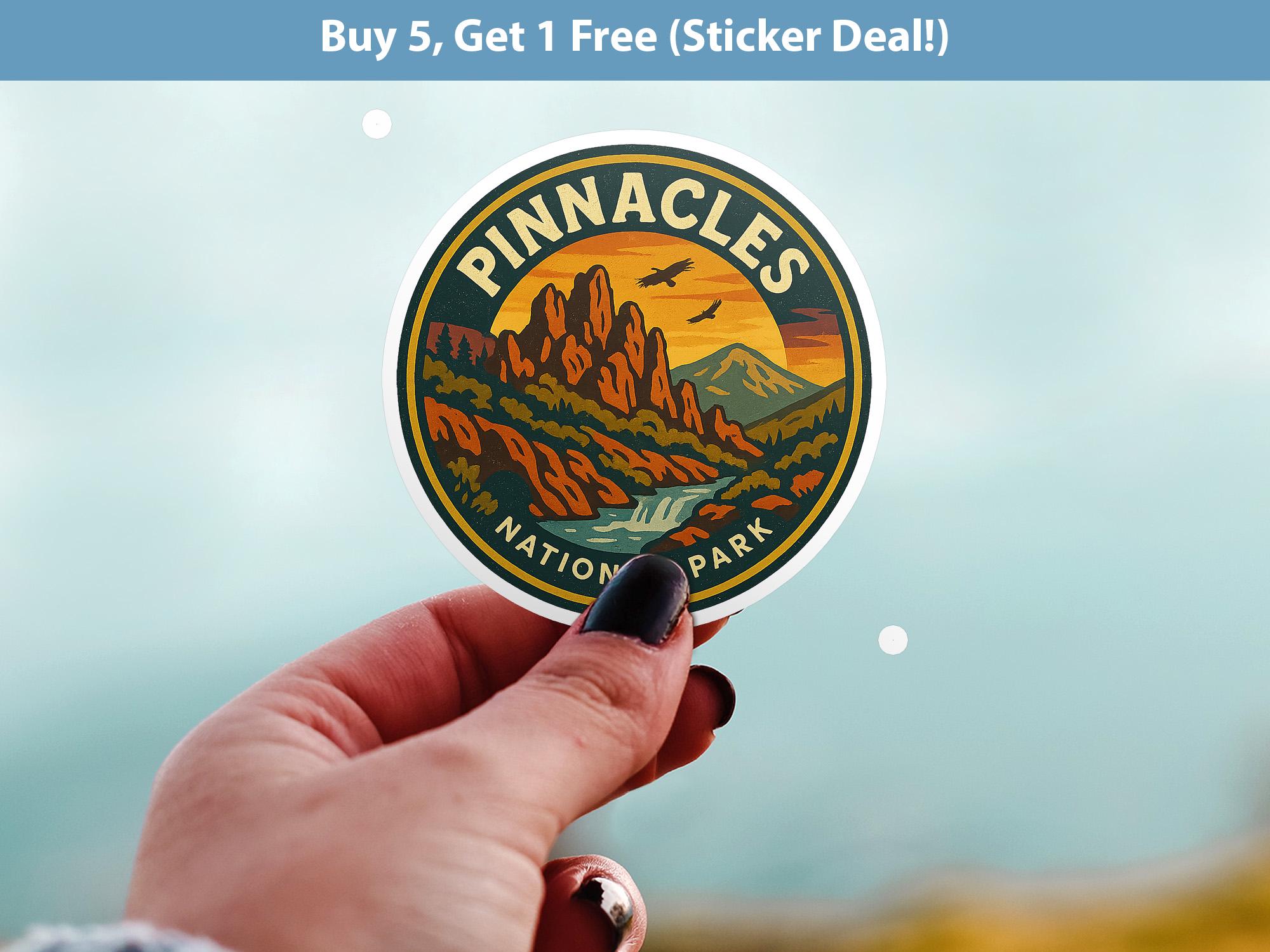 Pinnacles National Park Sticker, Retro Vinyl Waterproof Decal, Vintage USA Travel Collection