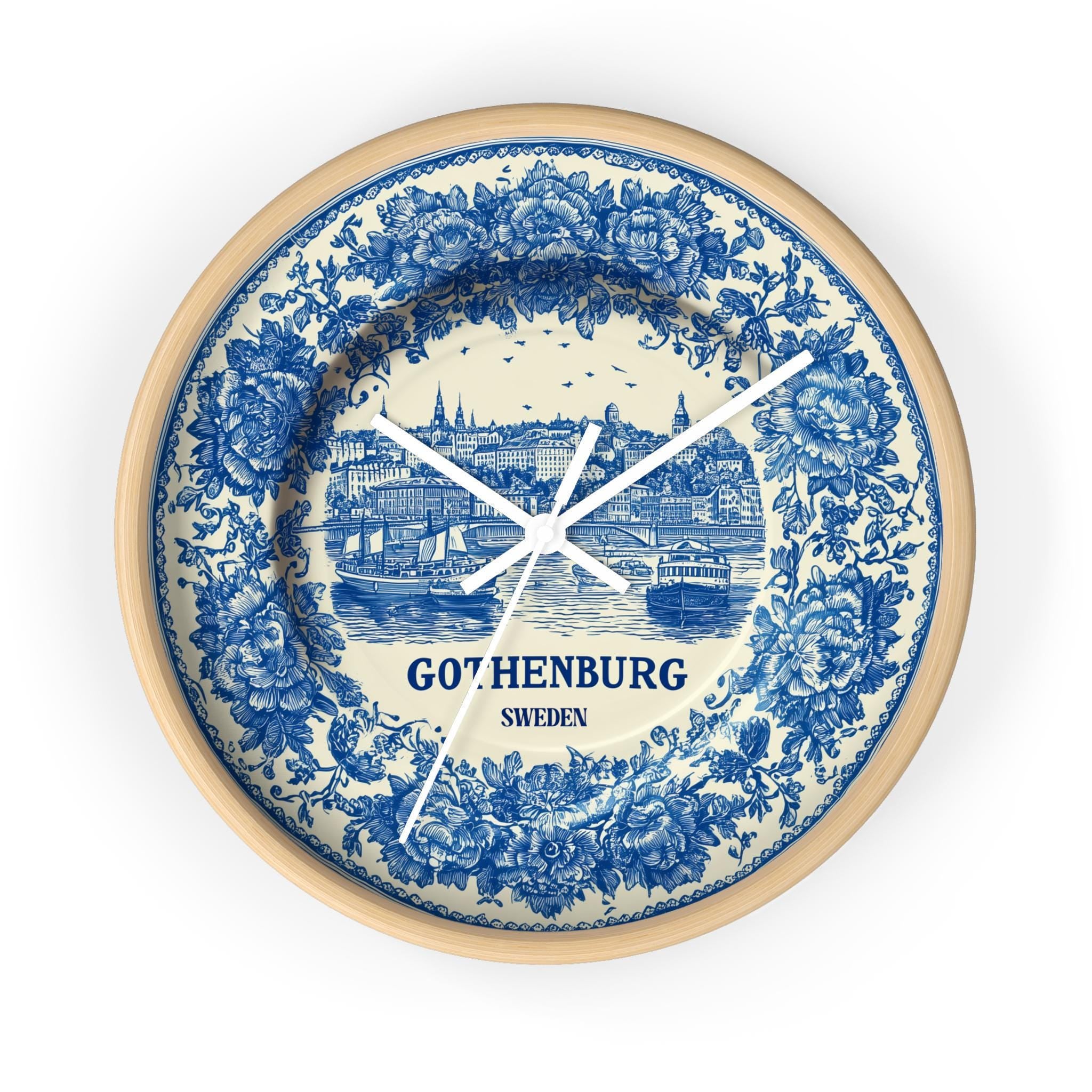 Gothenburg Sweden Wall Clock, Delf style Home Decor, Vintage City Travel Keepsake Art