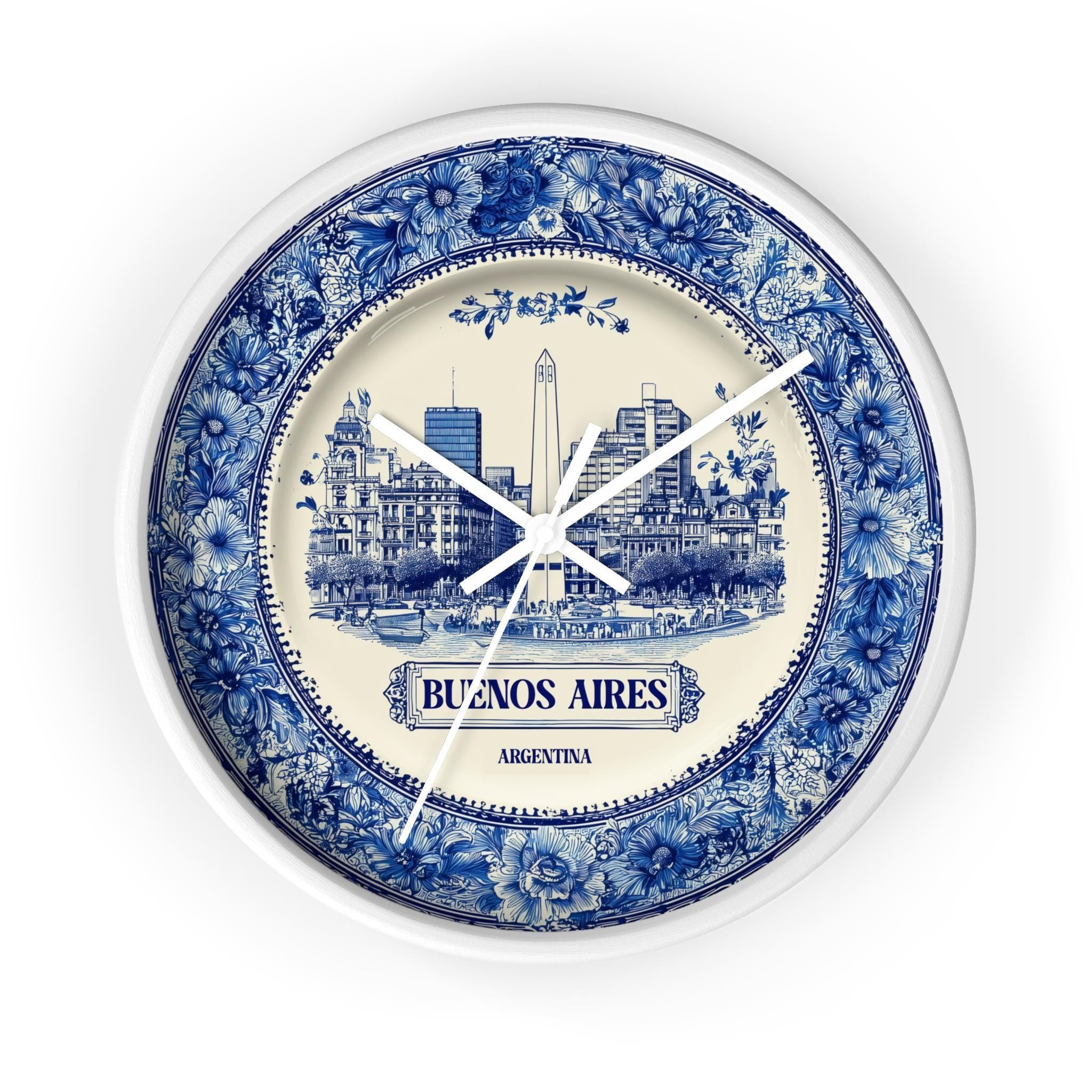 Buenos Aires Argentina Wall Clock, Delf style Home Decor, Vintage City Travel Keepsake Art
