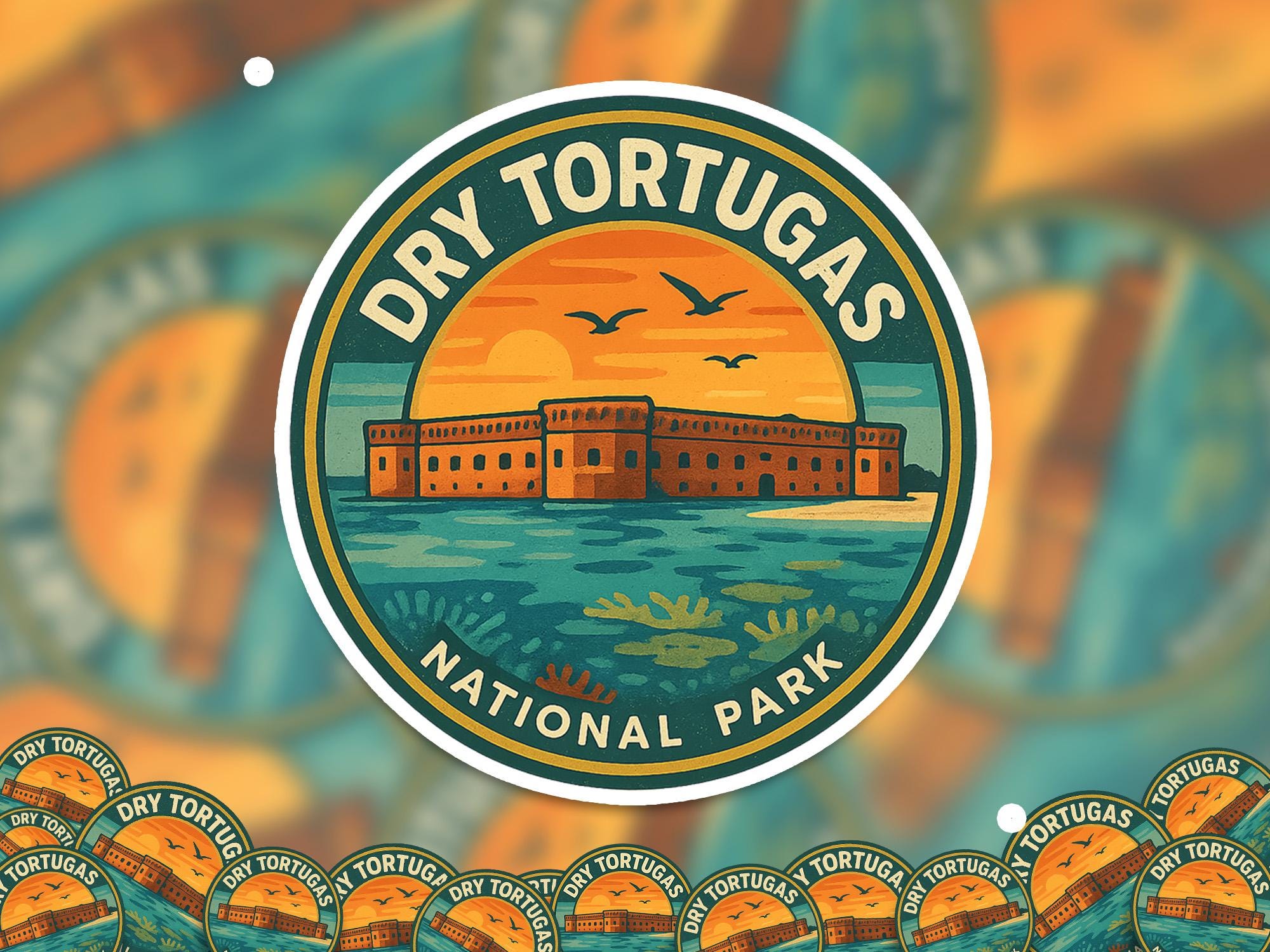 Dry Tortugas National Park Sticker, Retro Vinyl Waterproof Decal, Vintage USA Travel Collection