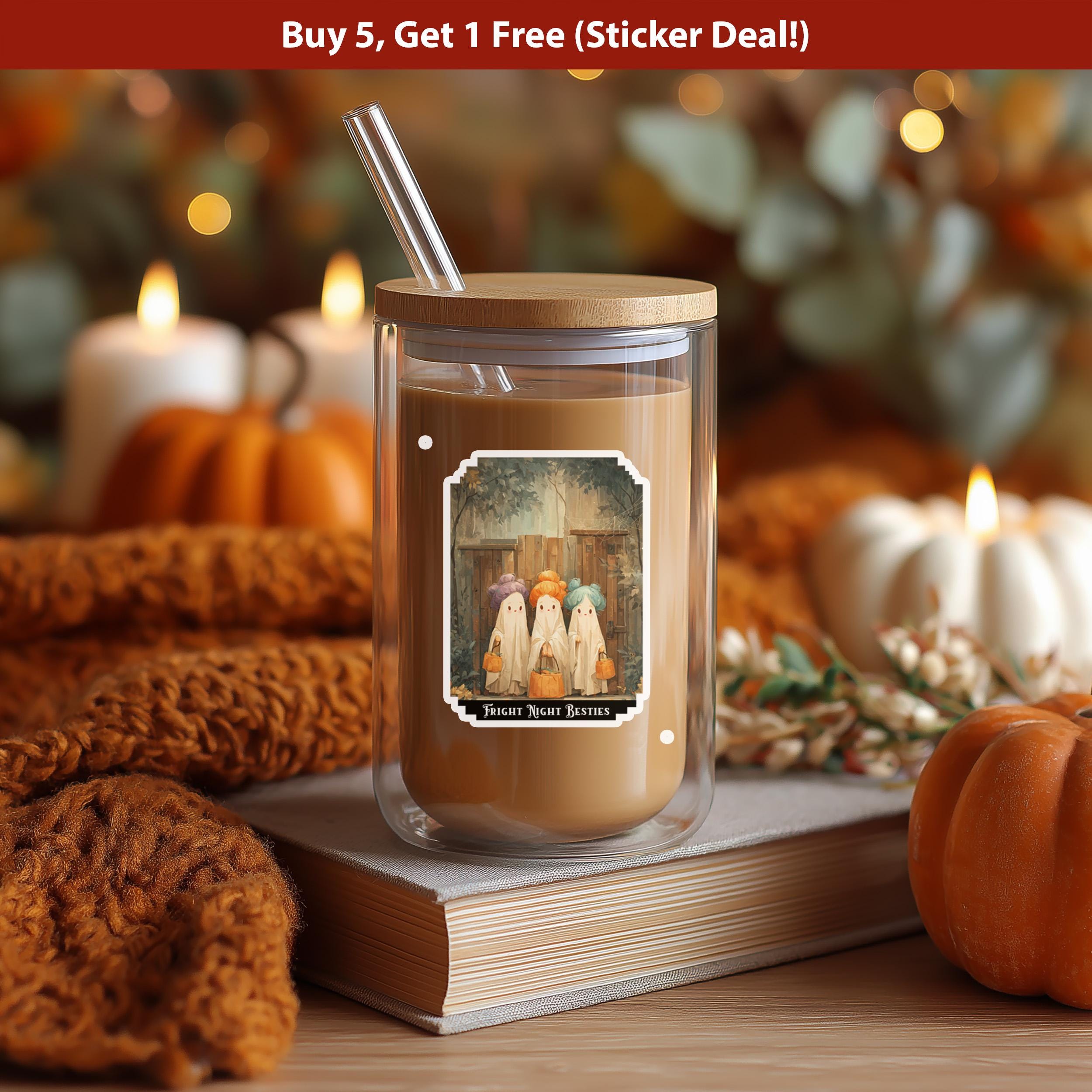 Fright Night besties Sticker, Halloween Girls Squad Vintage Funny Decal