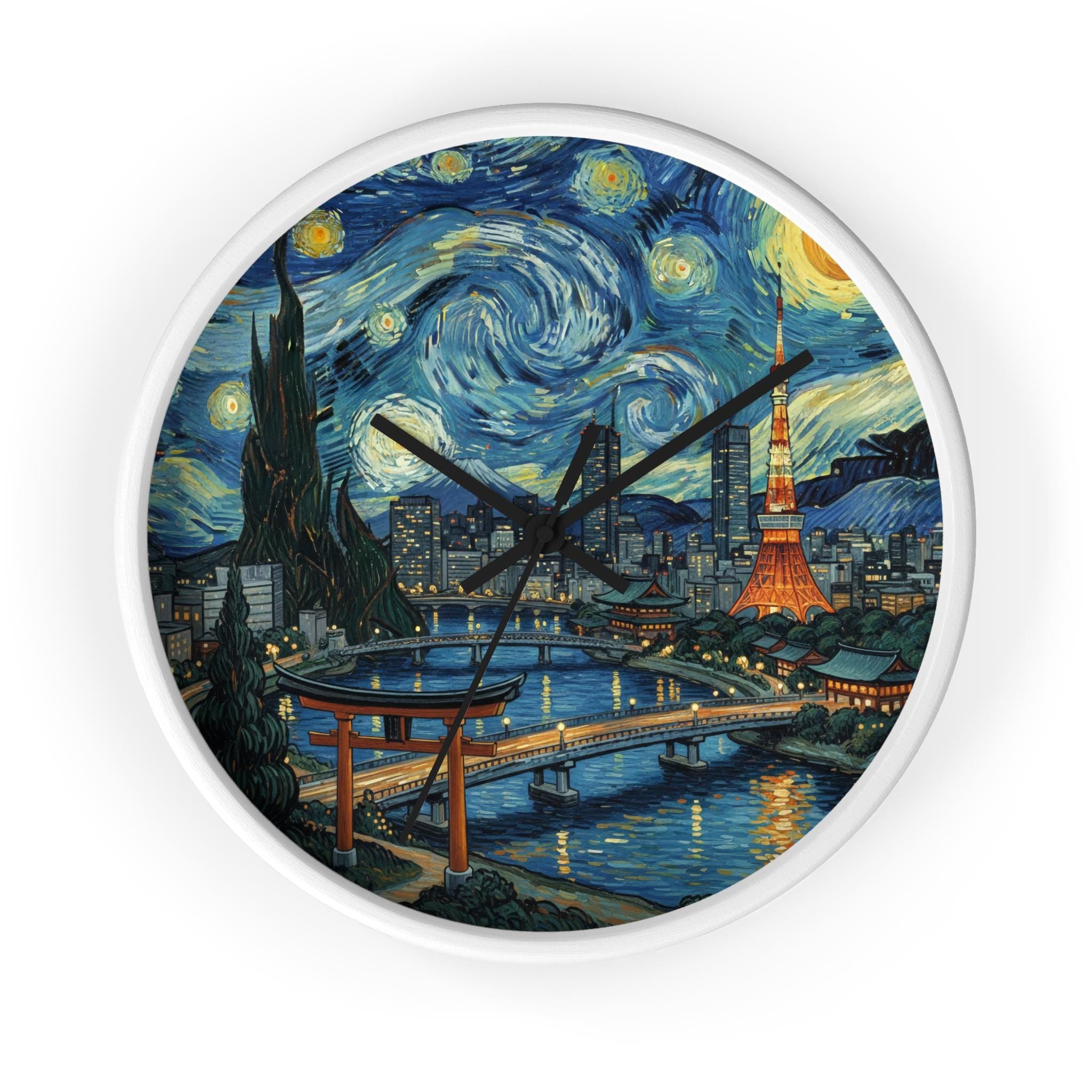 Tokyo Japan Wall Clock Vintage Van Gogh Starry Night Japanese Home Gift