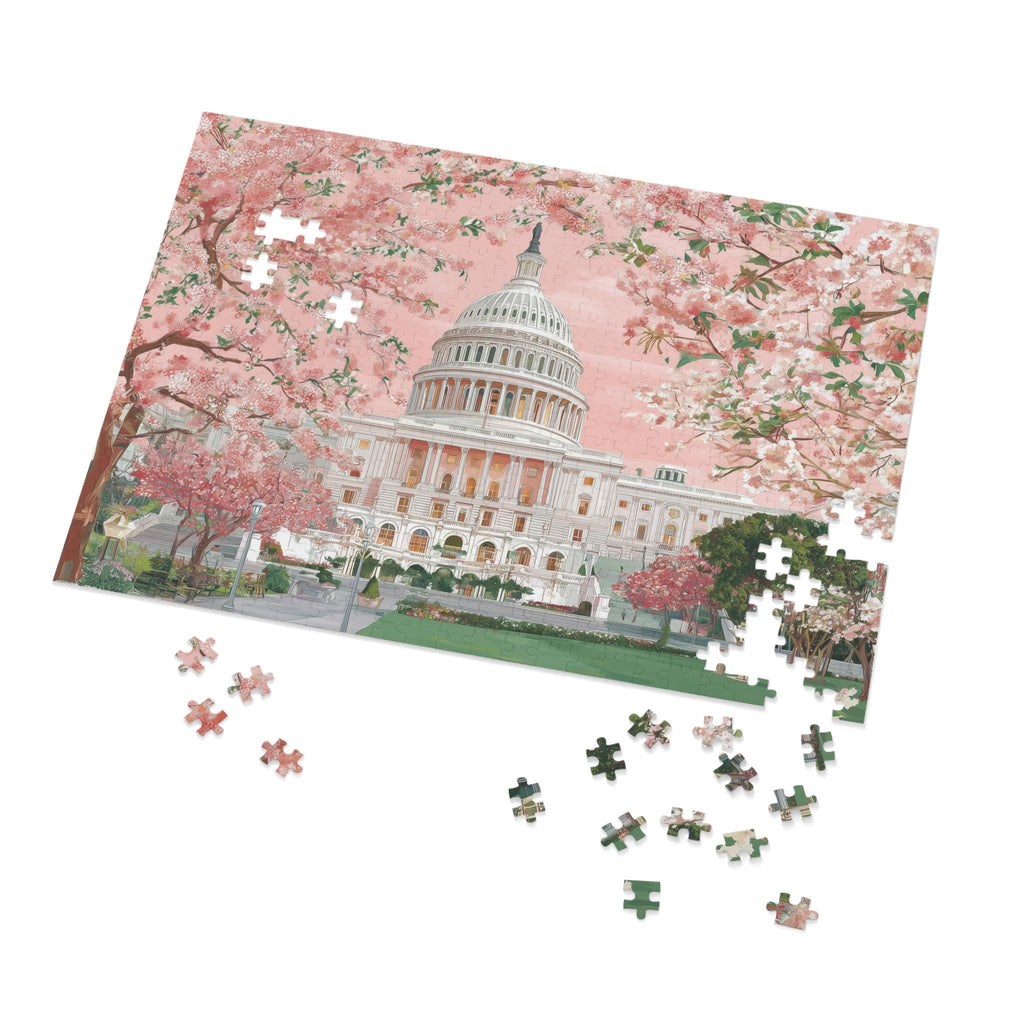 Washington DC Spring Jigsaw Puzzle, Cherry Blossoms Floral Adult Puzzle Travel Gift