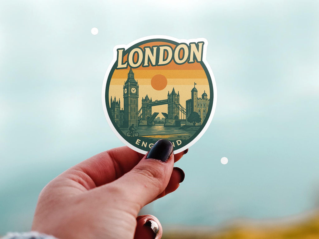London Vinyl Sticker Decal: Retro Vintage Waterproof England UK Travel Gift