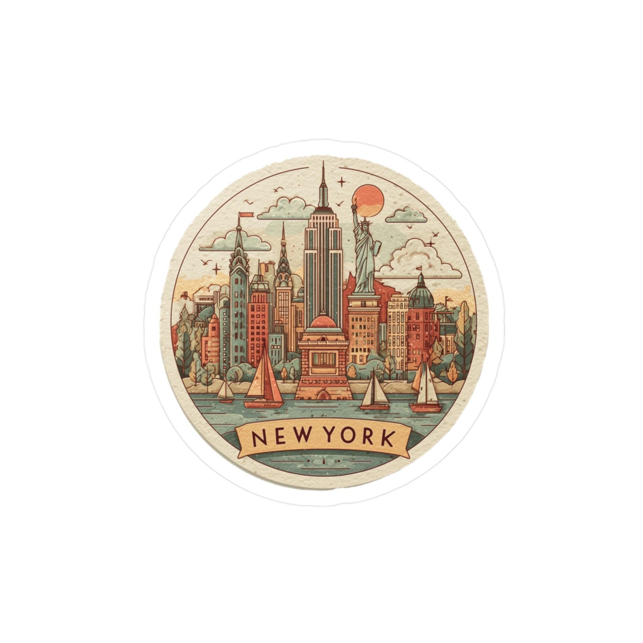 New York City Sticker: Round Vinyl Decal for Laptop, Phone, Tumbler