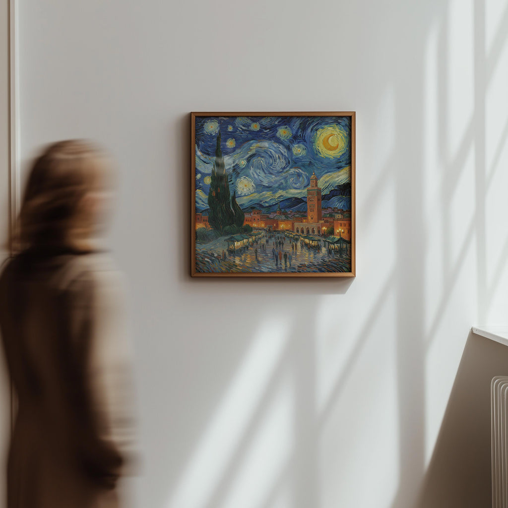 Marrakech Morocco Starry Night Wall Art, Van Gogh Print, Travel Gift Home Decor