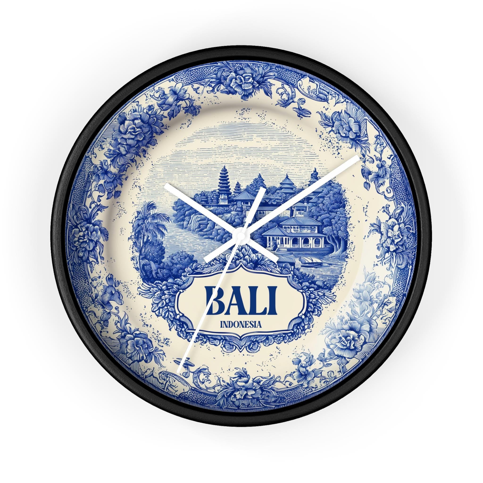 Bali Indonesia Wall Clock, Delf style Home Decor, Vintage City Travel Keepsake Art