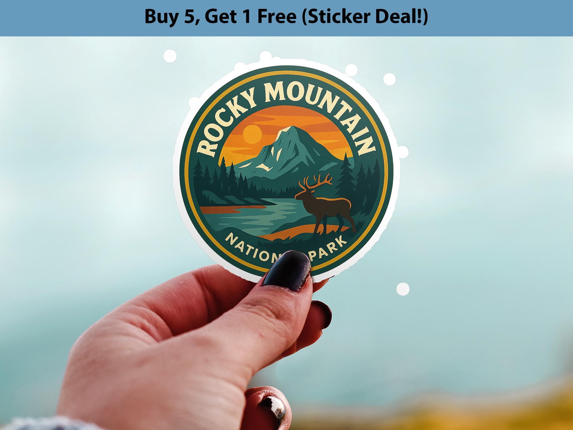 Rocky Mountain National Park Sticker Kiss-Cut Vinyl, Waterproof Decal, Retro Travel Lover Collection