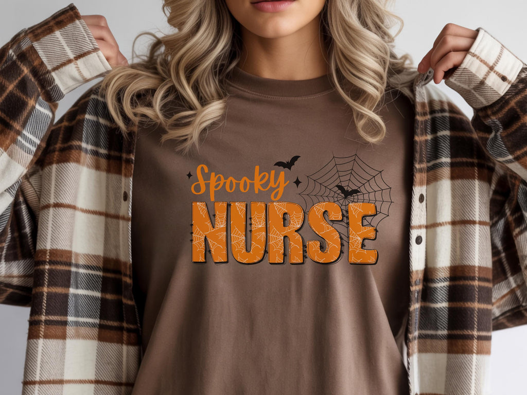 Spooky Nurse Halloween Sweatshirt, Minimalist RN Top with Bats, Cute Fall Medical Apparel, Funny Cozy Autumn Outfit, Unique Gift for Nurse
