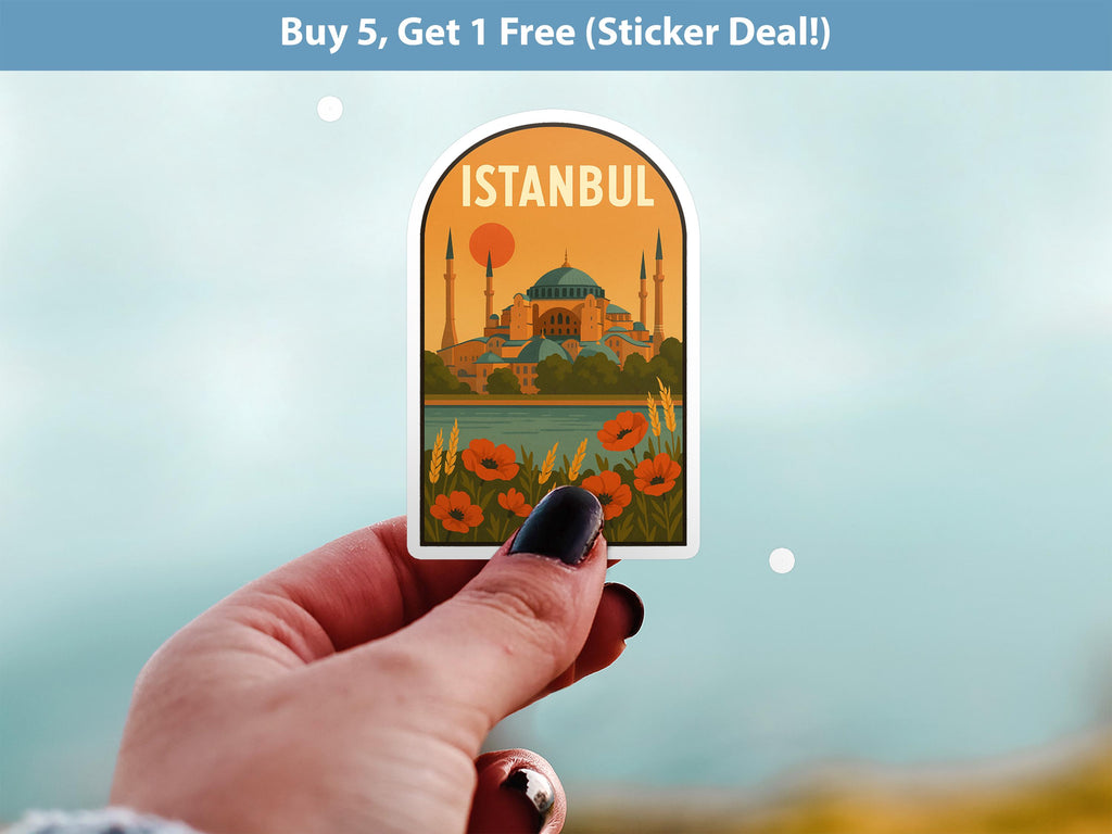 Istanbul Sticker Turkey, Vintage City Vinyl Decal, Retro Travel Lover Collection, Journal Scrapbook