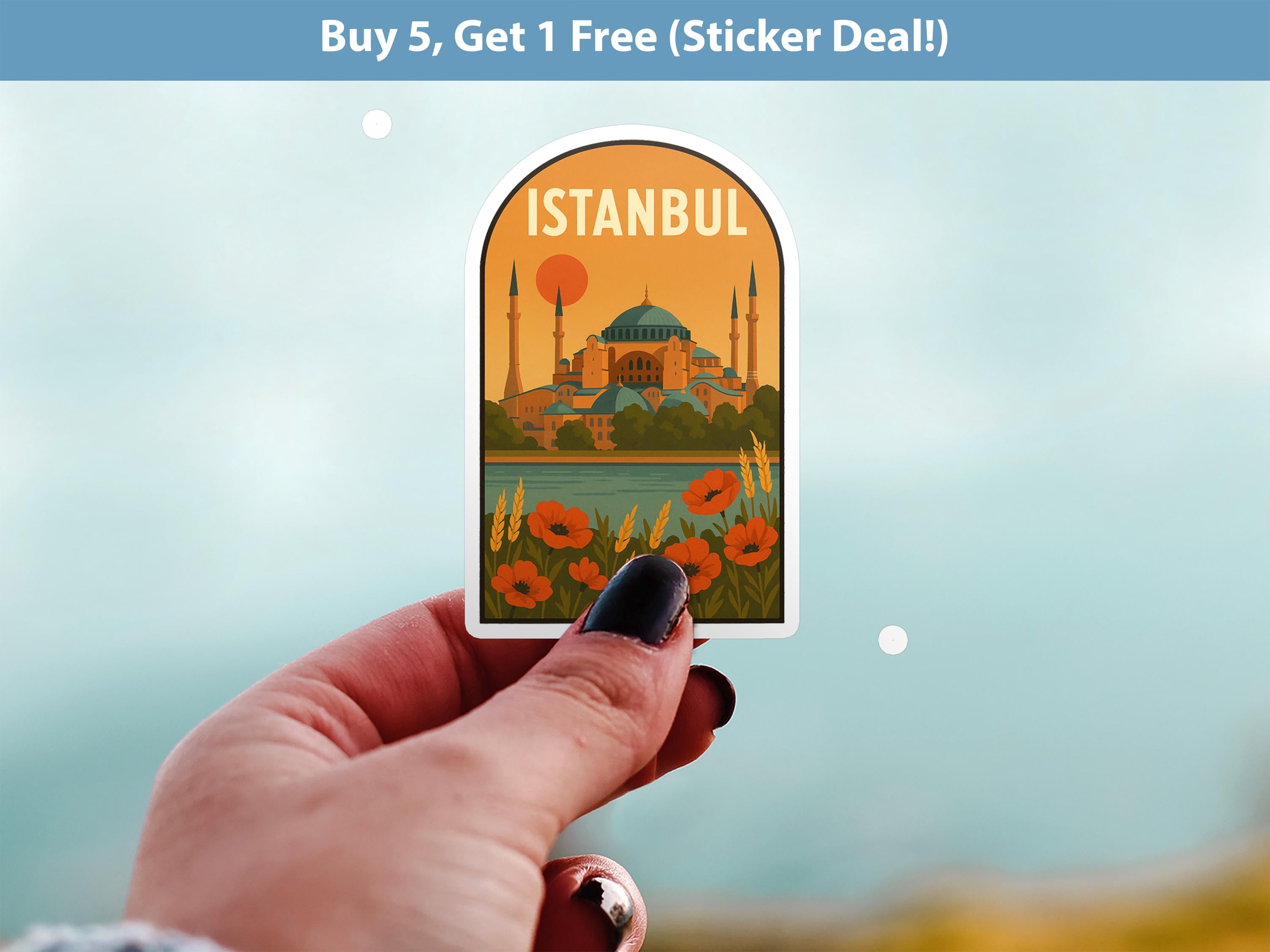Istanbul Sticker Turkey, Vintage City Vinyl Decal, Retro Travel Lover Collection, Journal Scrapbook