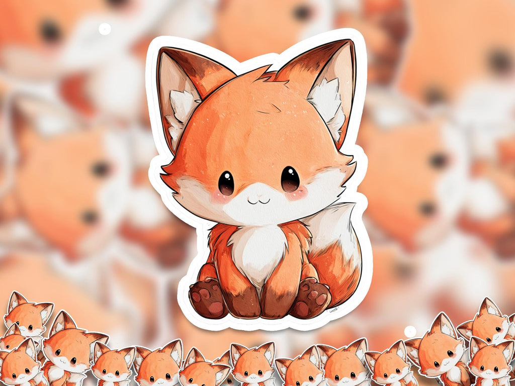 Kawaii Fox Sticker: Waterproof Vinyl Decal for Laptop, Tumbler