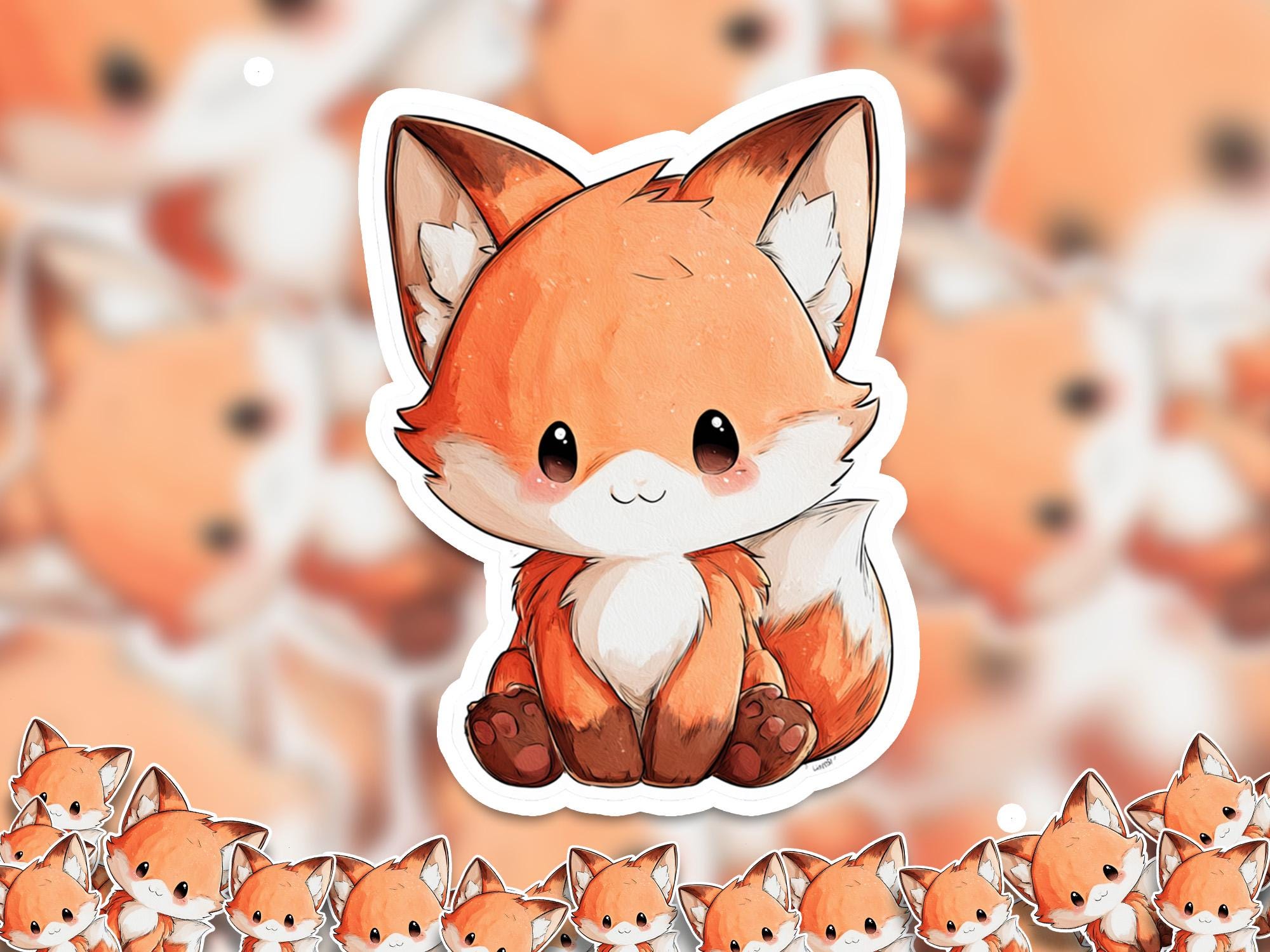 Kawaii Fox Sticker: Waterproof Vinyl Decal for Laptop, Tumbler
