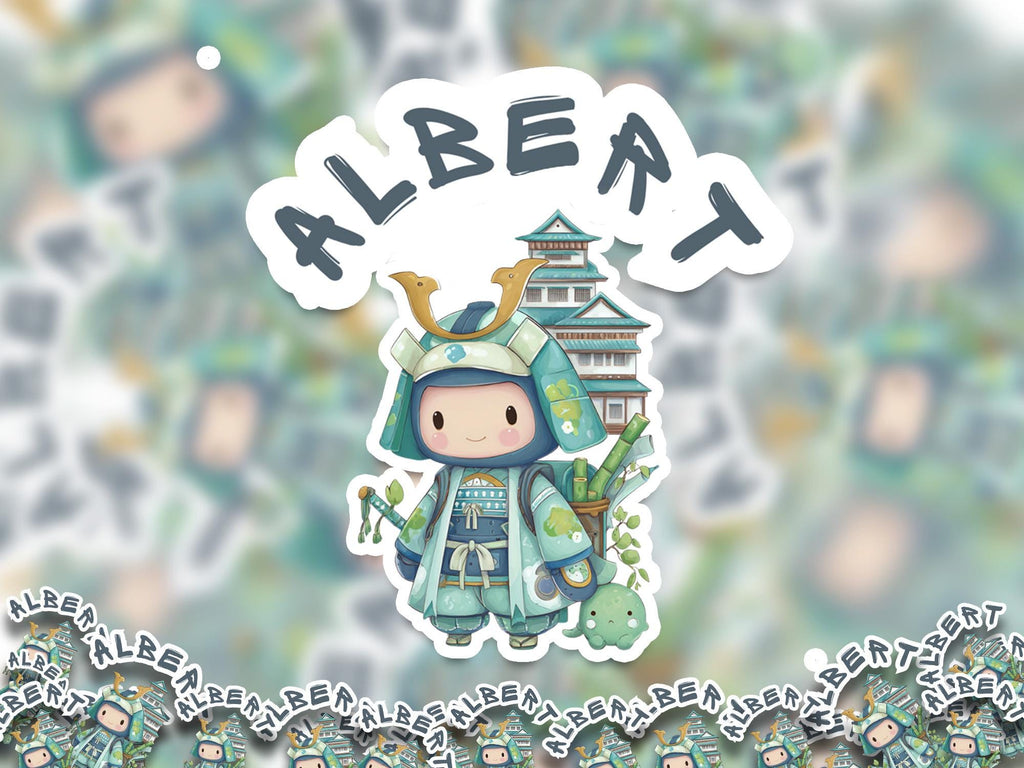 Custom Samurai Name Sticker: Kawaii Japanese Decal, Waterproof Vinyl