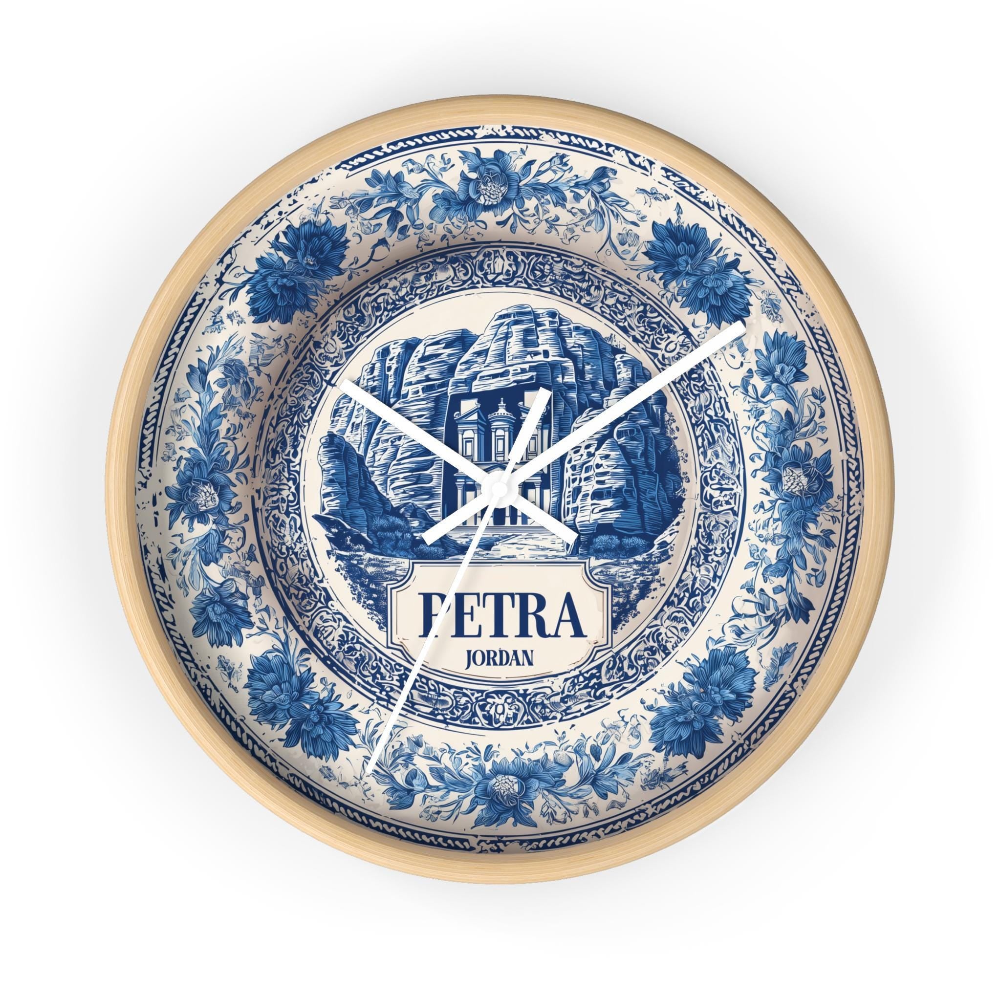 Petra Jordan Wall Clock, Delf style Home Decor, Vintage City Travel Keepsake Art