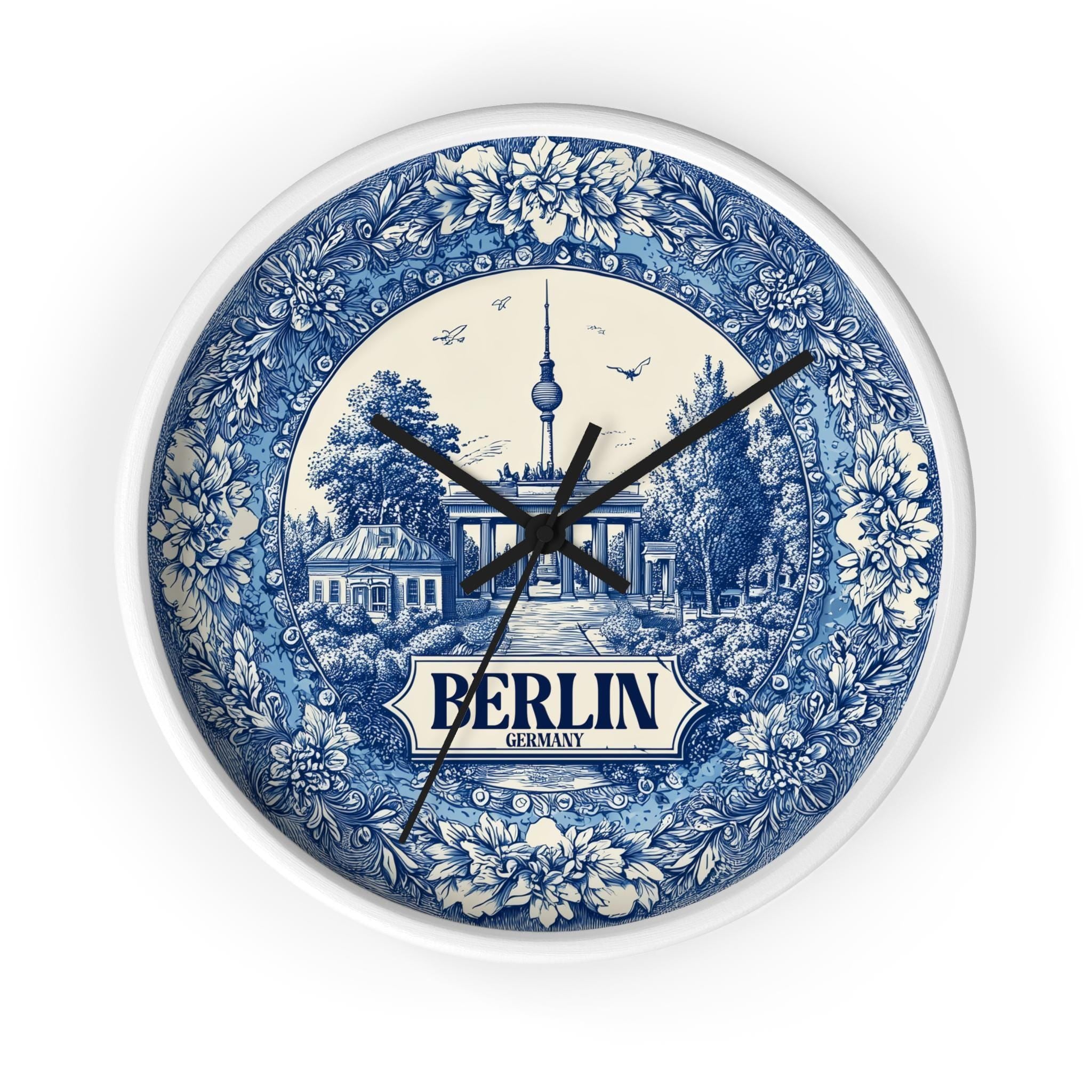 Berlin Germany Wall Clock, Delf style Home Decor, Vintage City Travel Keepsake Art