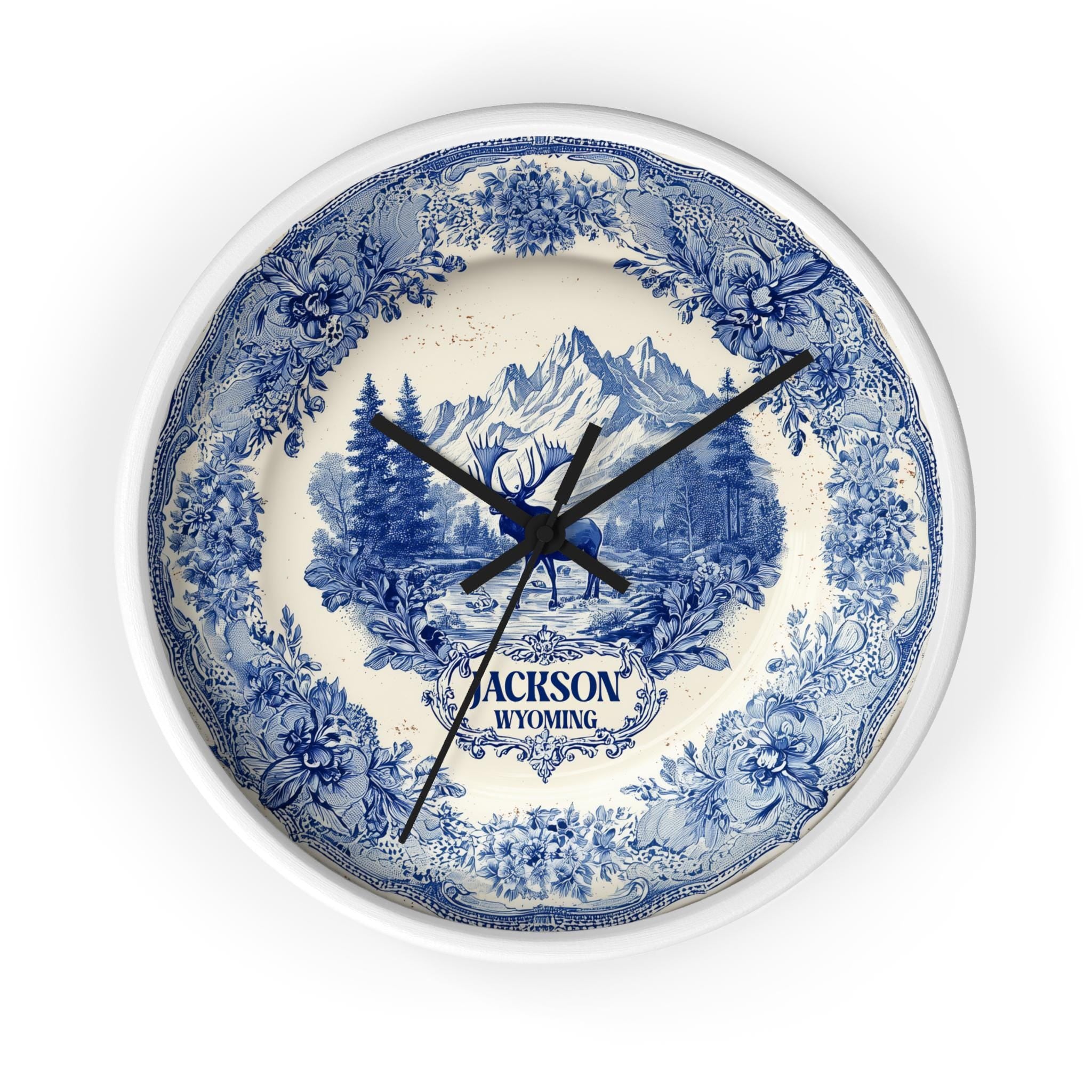 Jackson  Wyoming Wall Clock, Delf style Home Decor, Vintage City Travel Keepsake Art